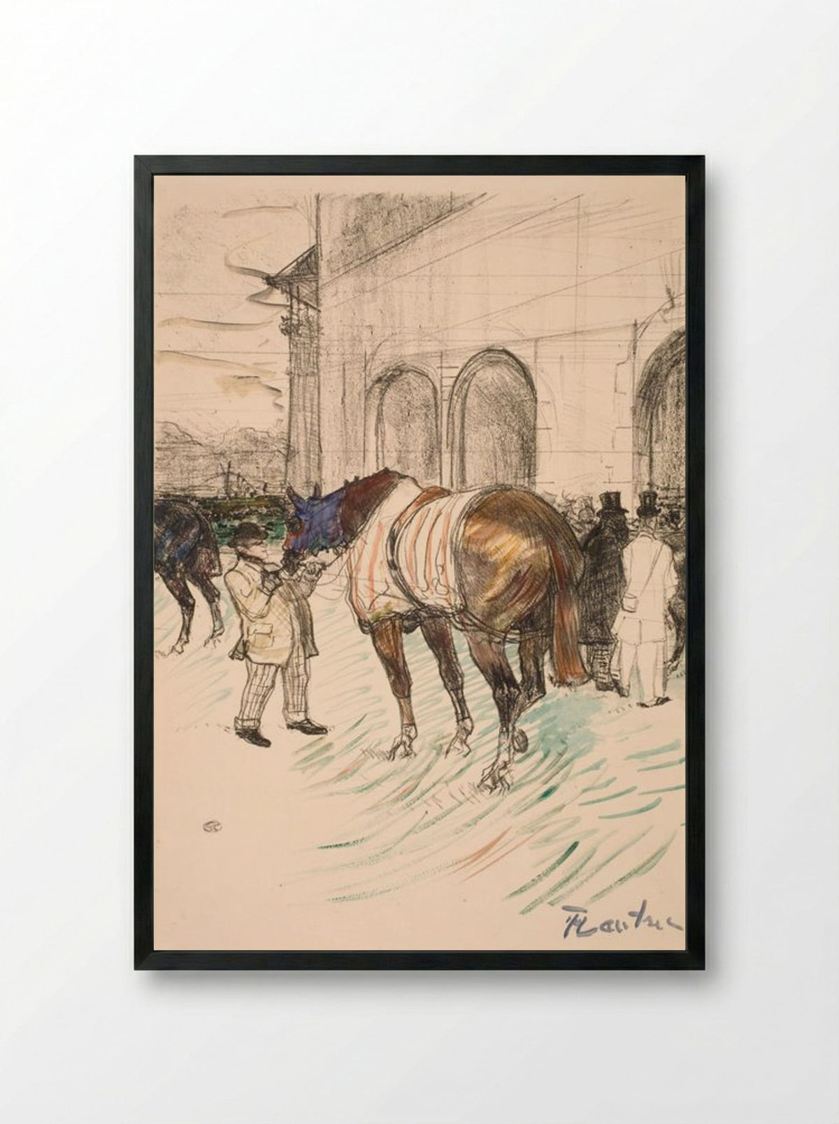 The Racetrack - Henri de Toulouse-Lautrec - Framed Print Black
