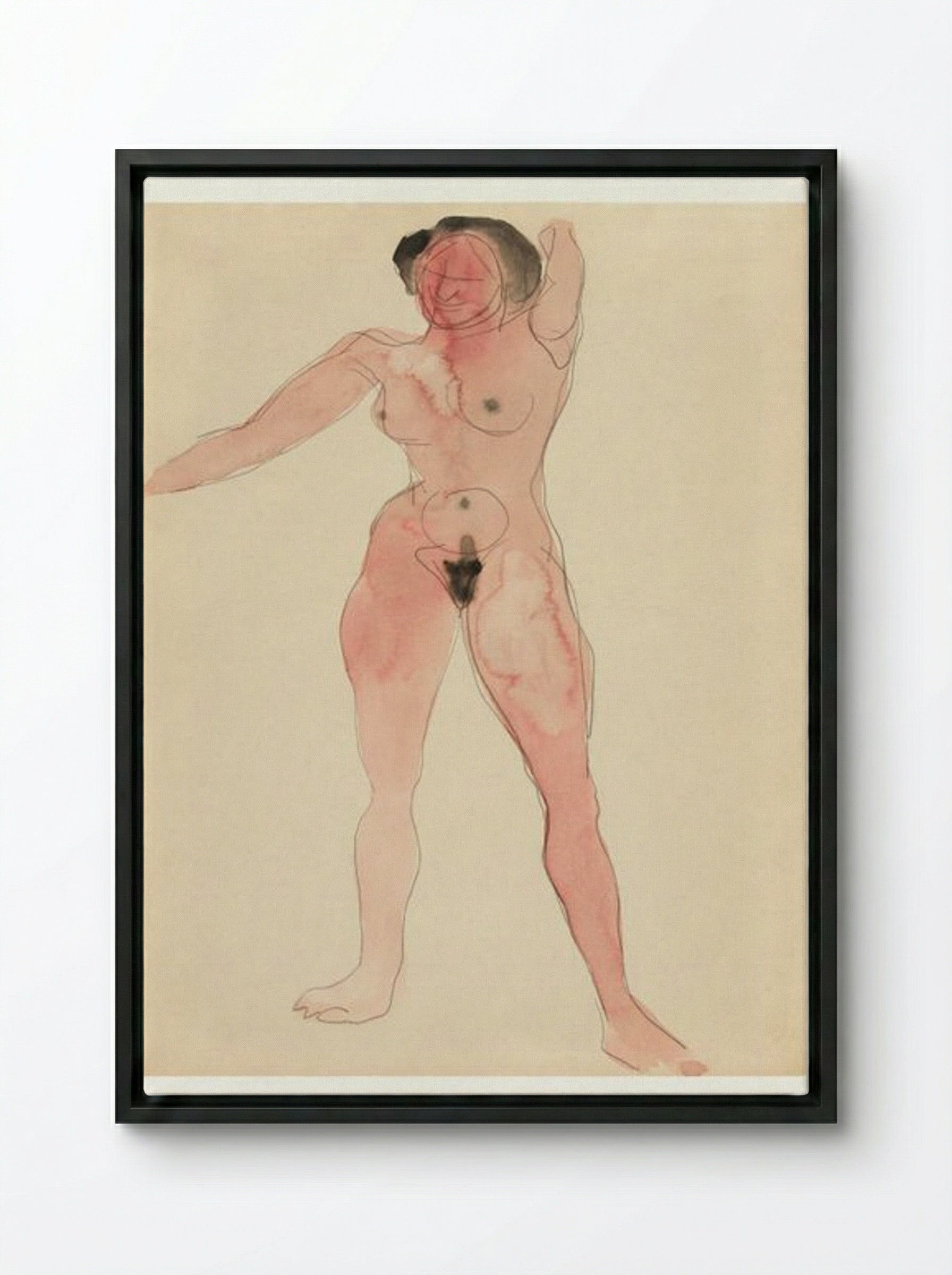 Female Nude (Standing Figure) - Charles Demuth - Framed Canvas Black