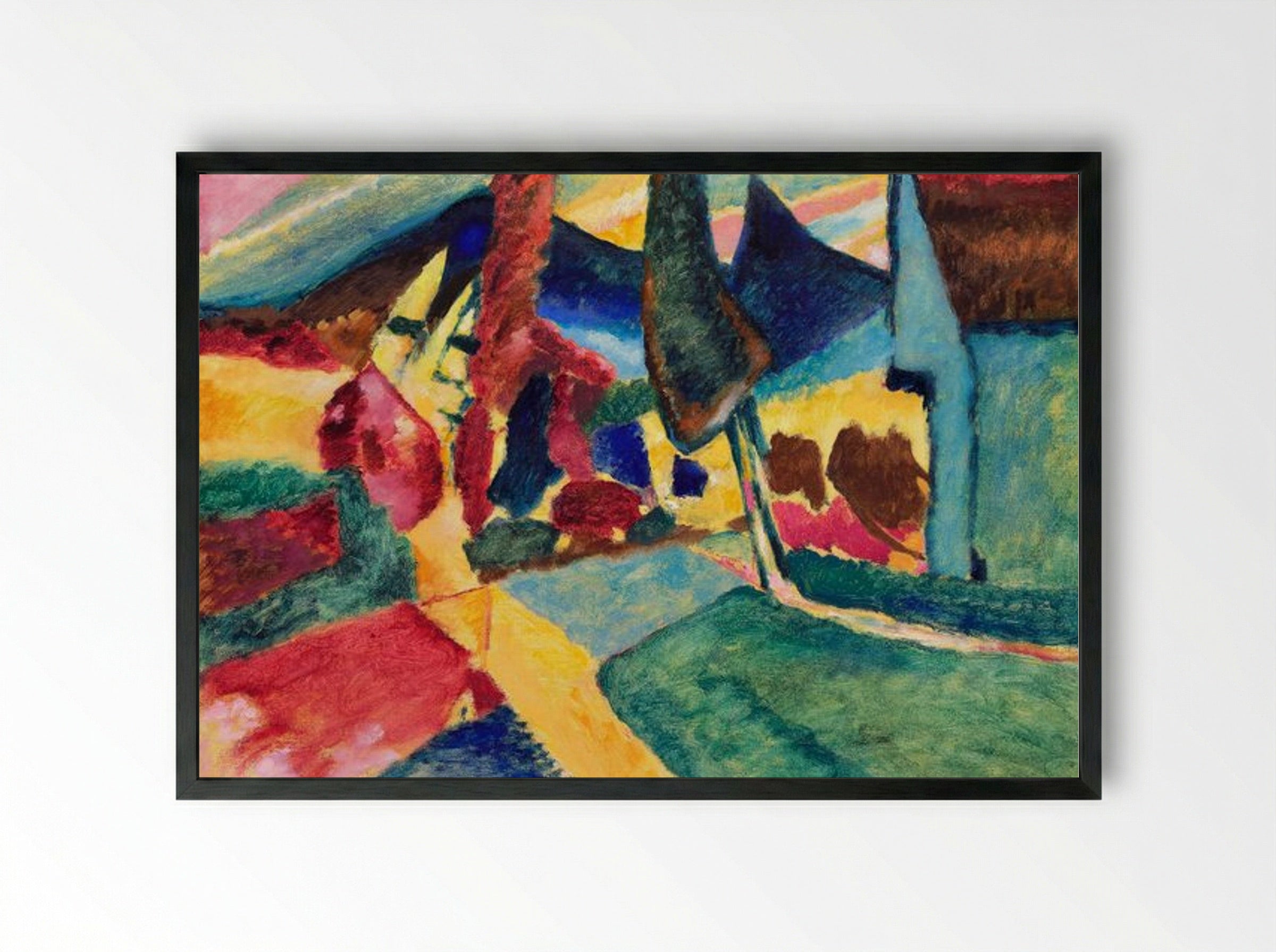 Landscape with Two Poplars - Wassily Kandinsky - Framed Print Black