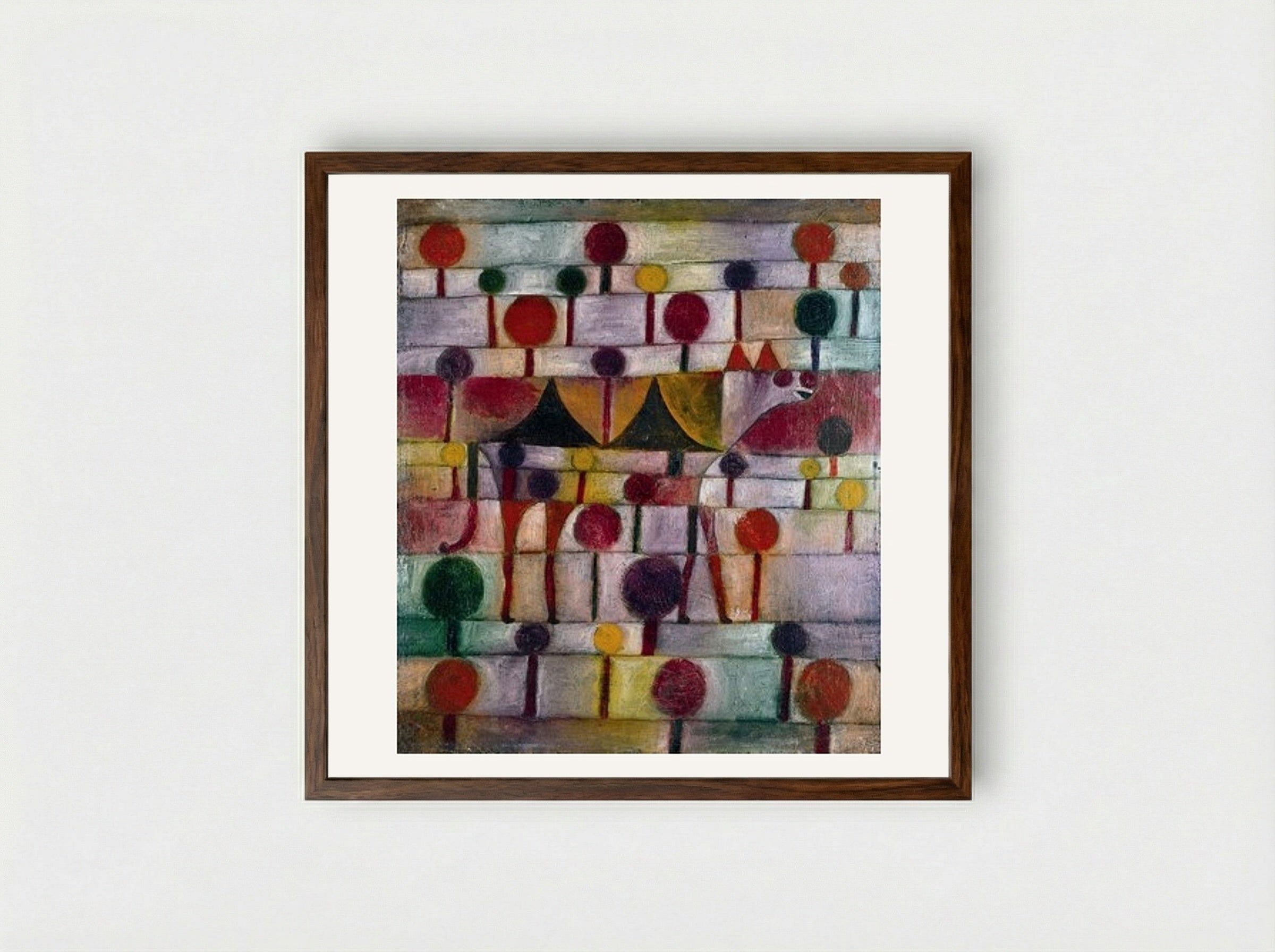 Camel in Rhythmic Tree-Filled Region - Paul Klee - Framed Print Dark Wood