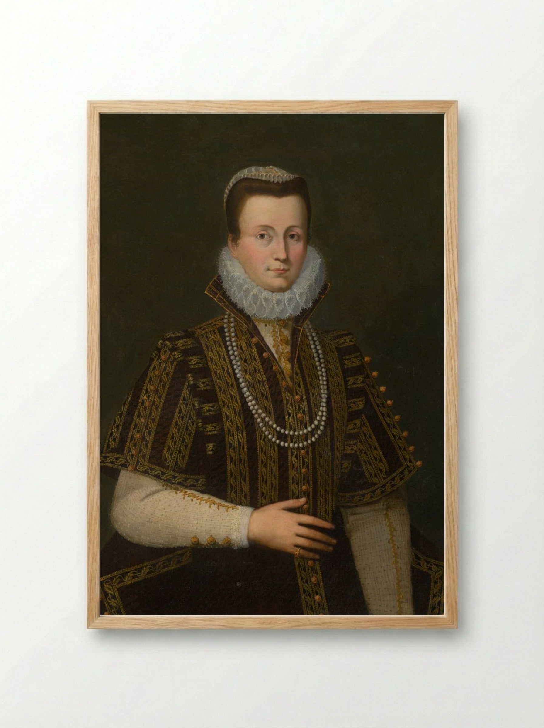 Portrait of a Lady with White Ruff - Fine Art Print - Framed Print Wood