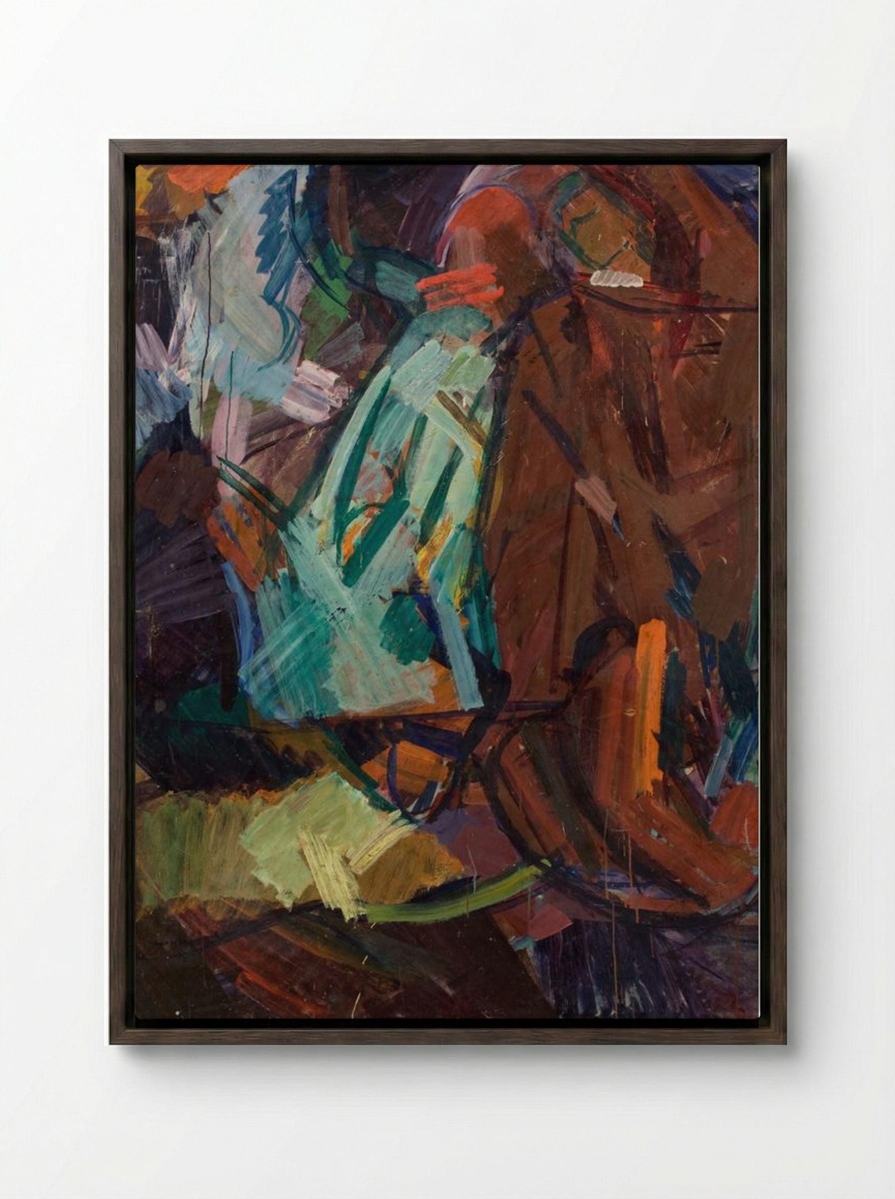 Sketch after Delacroix's Dante and Virgil - Edvard Weie - Framed Canvas Dark Wood