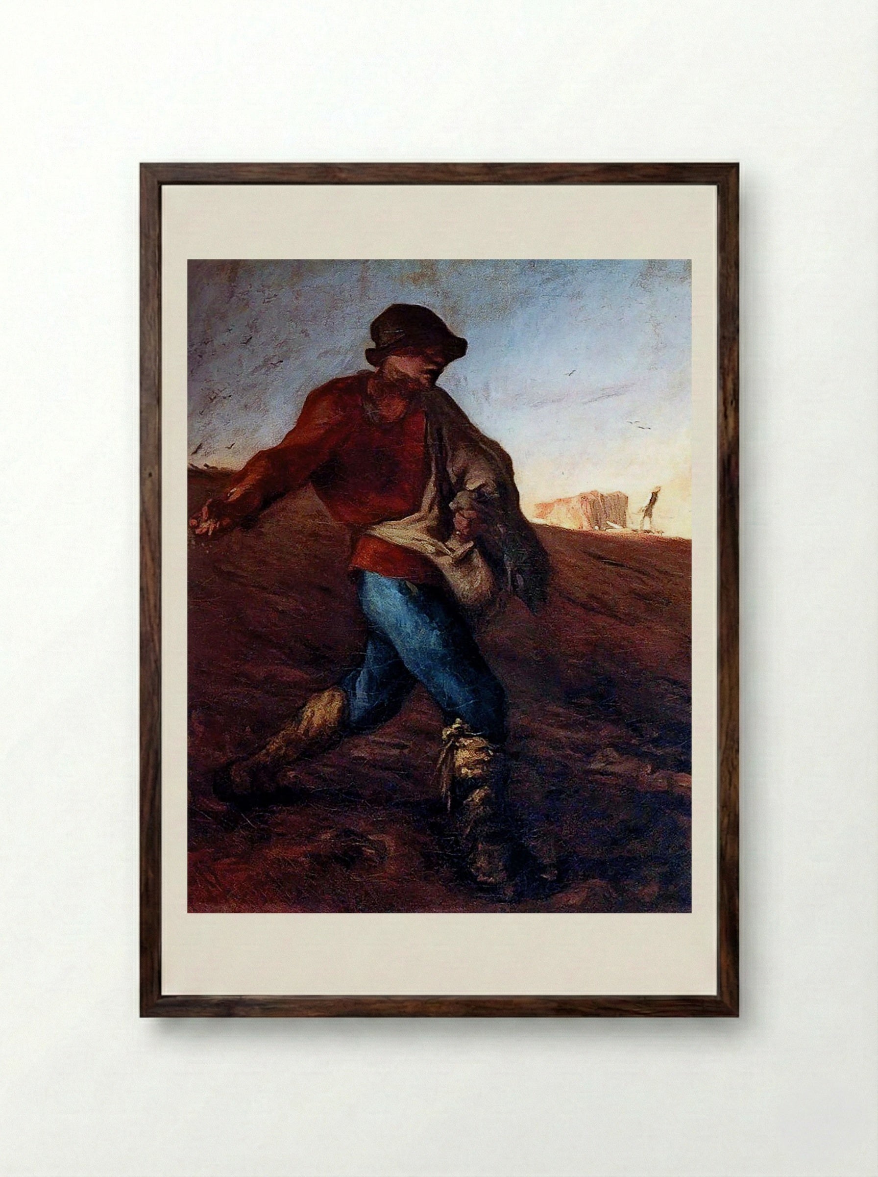 The Sower - Jean-François Millet - Framed Print Dark Wood