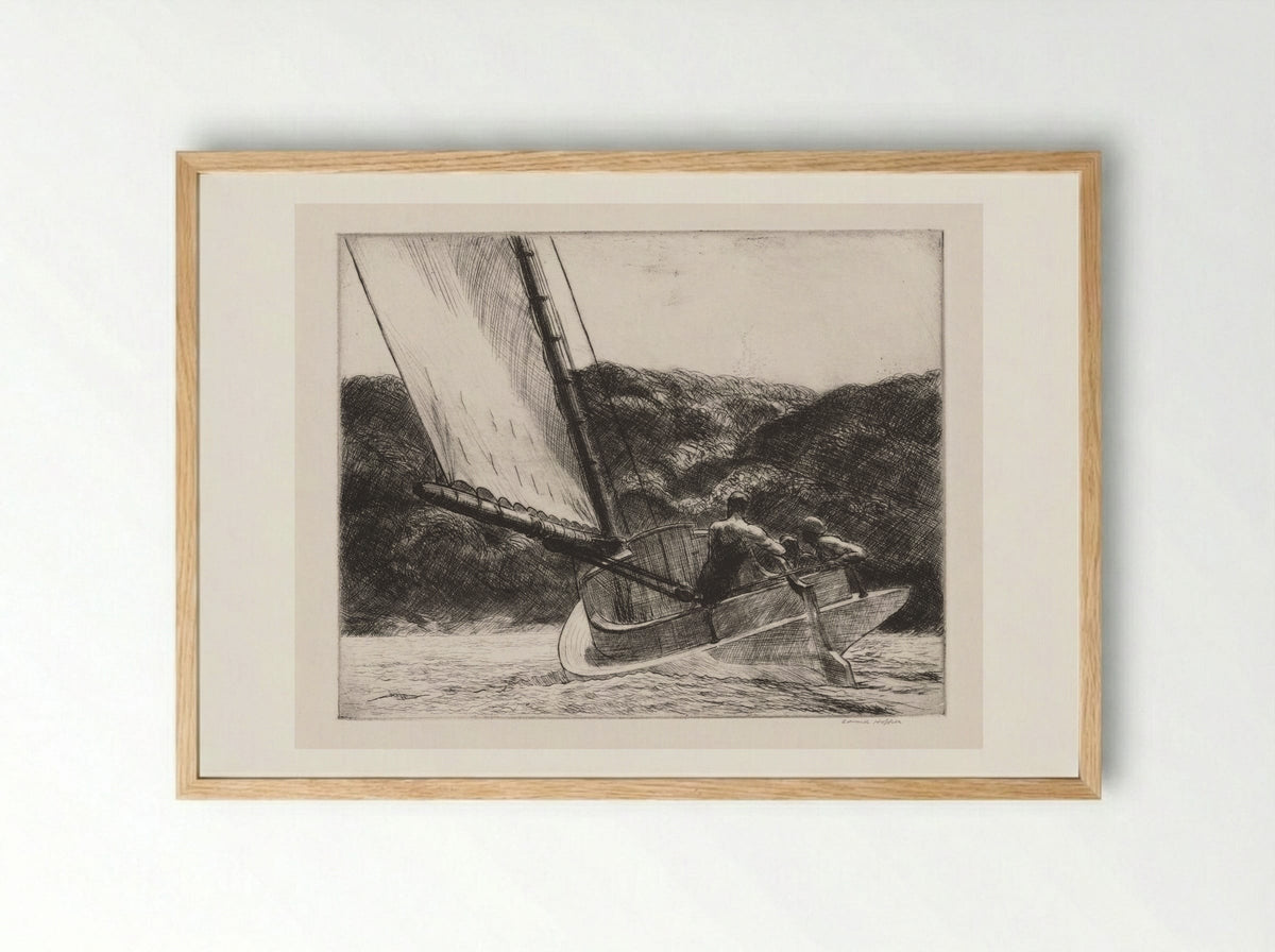 The Cat Boat - Edward Hopper - Framed Print Wood