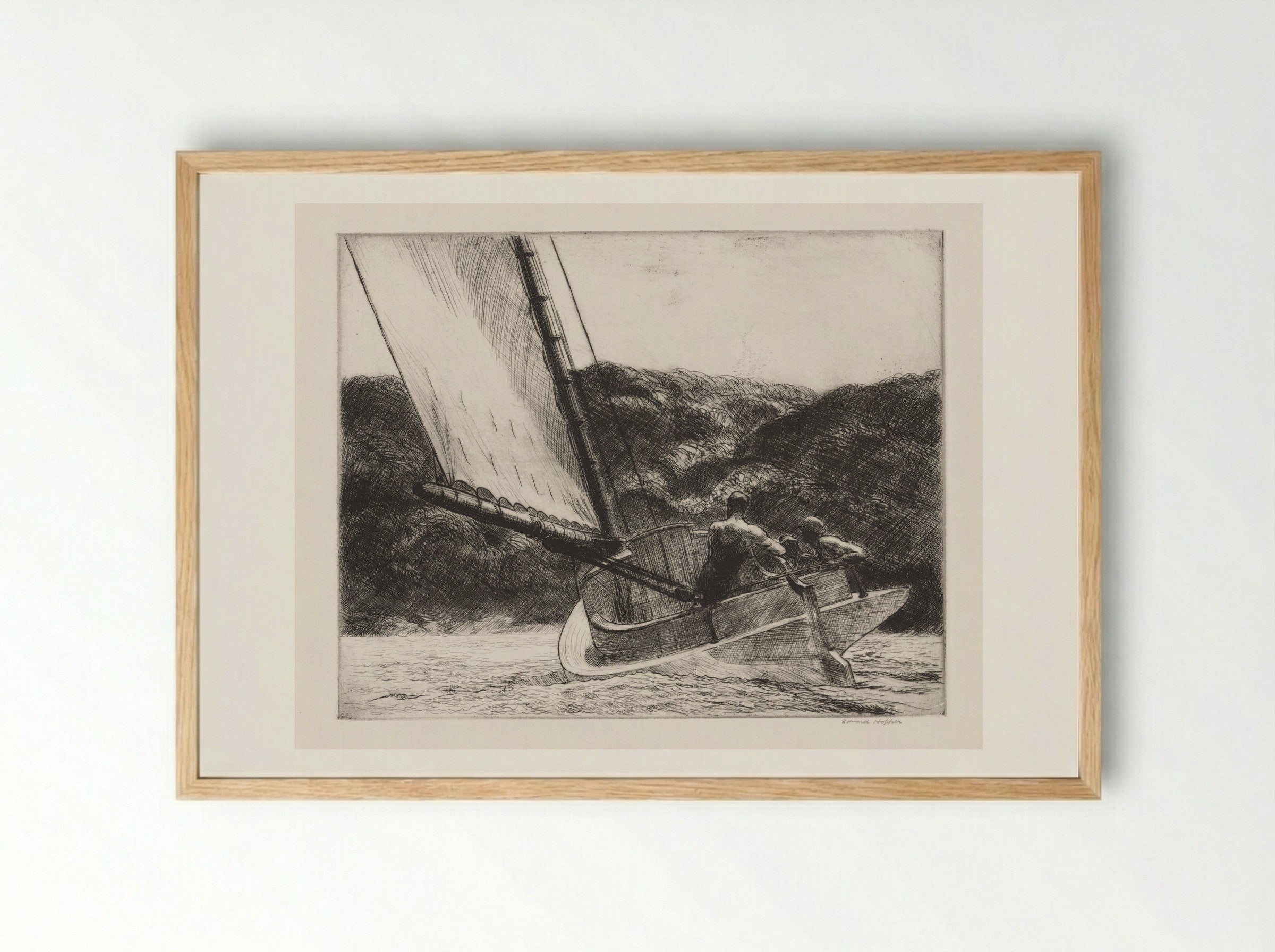 The Cat Boat - Edward Hopper - Framed Print Wood