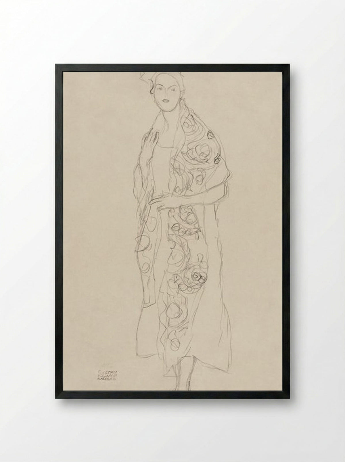 Portrait of a Woman - Gustav Klimt - Framed Print Black