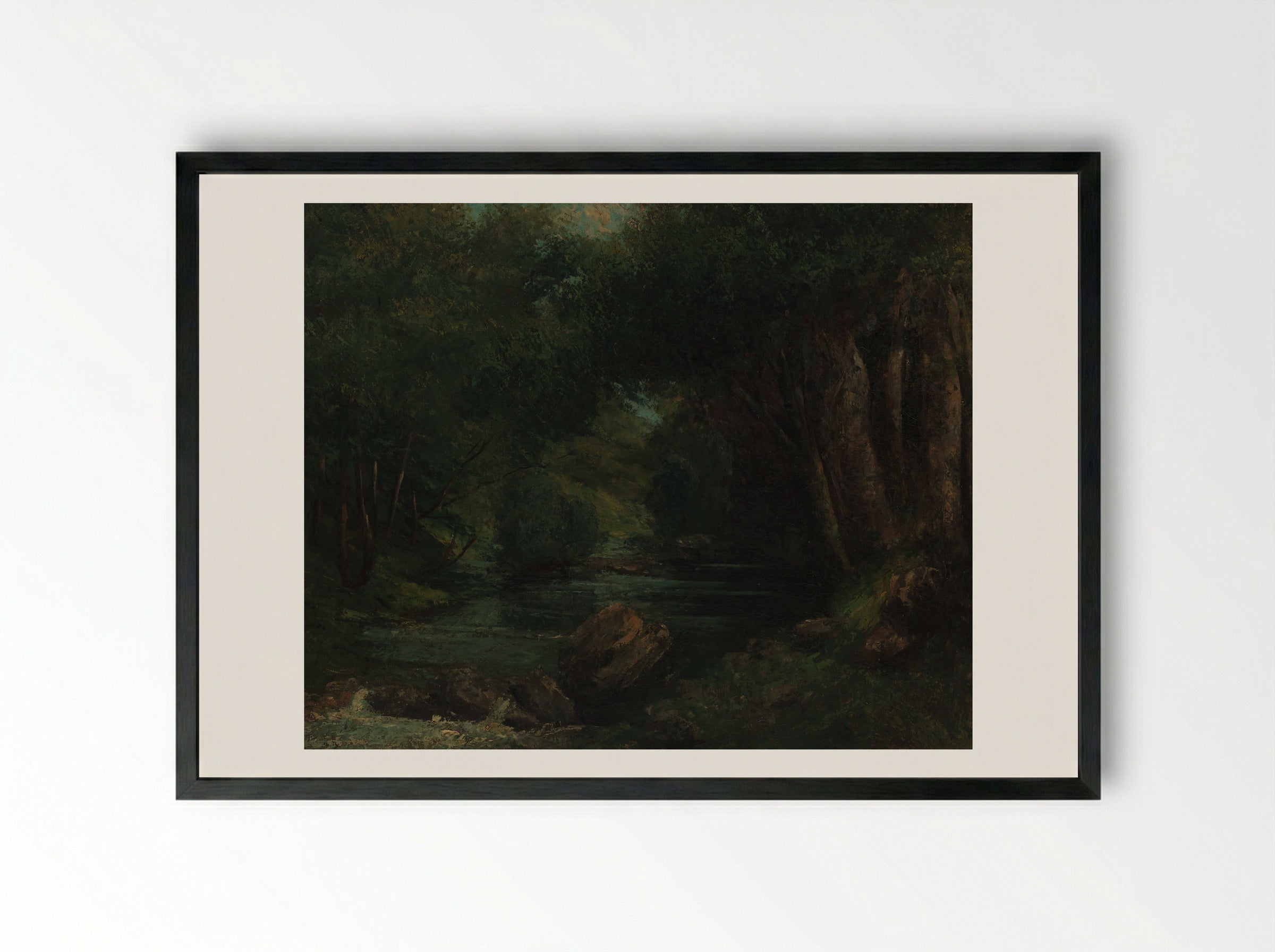 A Brook in the Forest - Gustave Courbet - Framed Print Black