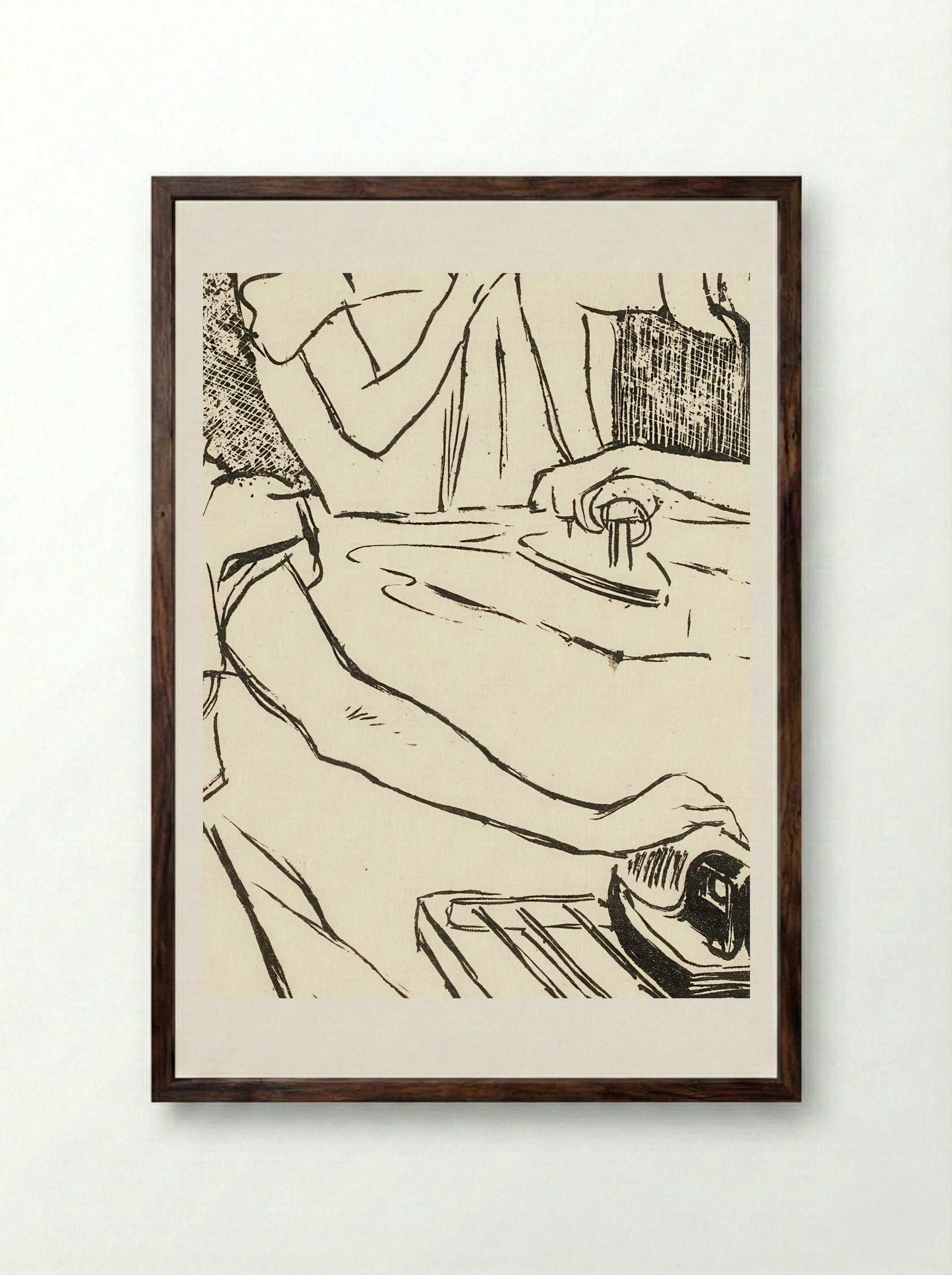Les Blanchisseuses - Théophile Alexandre Steinlen - Framed Print Dark Wood