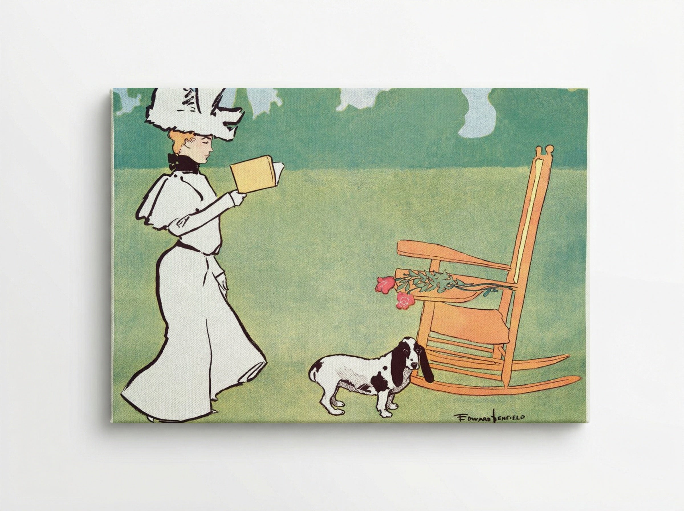 Woman Reading in the Garden - Edward Penfield - Canvas