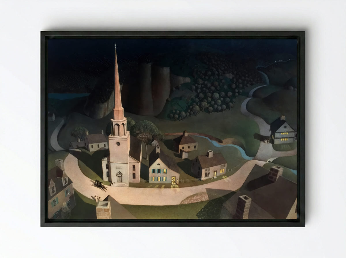The Midnight Ride of Paul Revere - Grant Wood - Framed Canvas Black