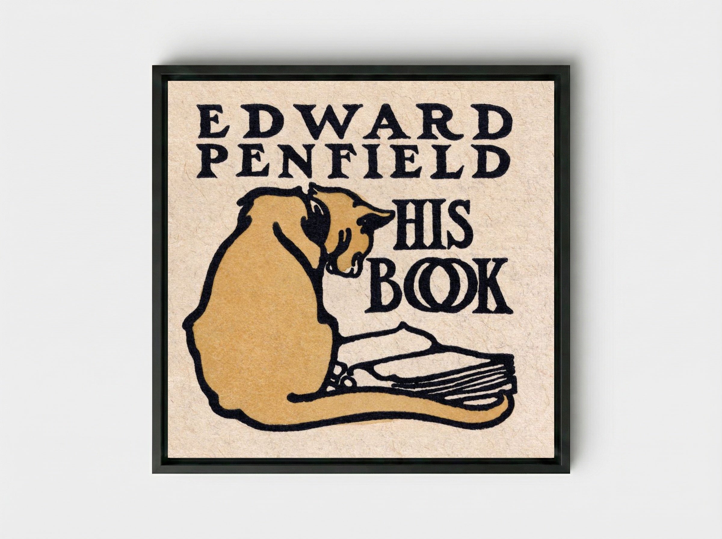 His Book - Edward Penfield - Framed Canvas Black