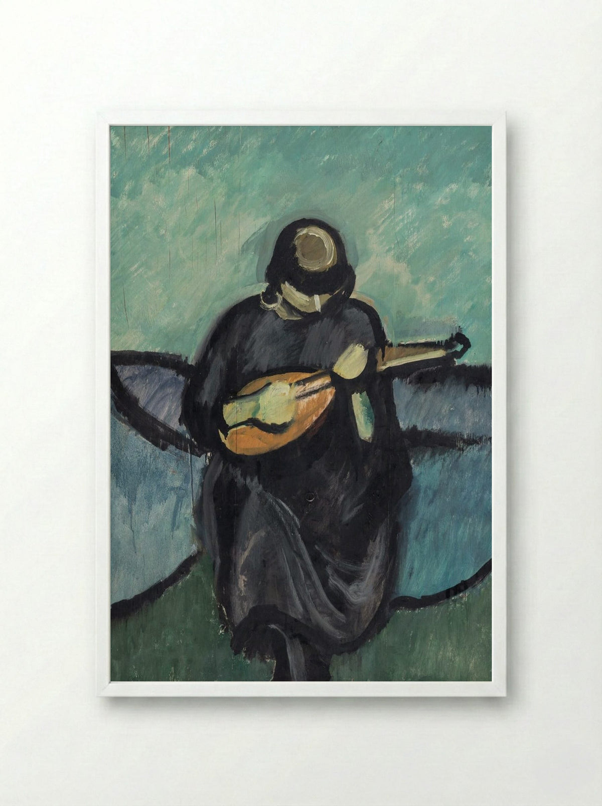 Mandolin Player - Harald Giersing - Framed Print White