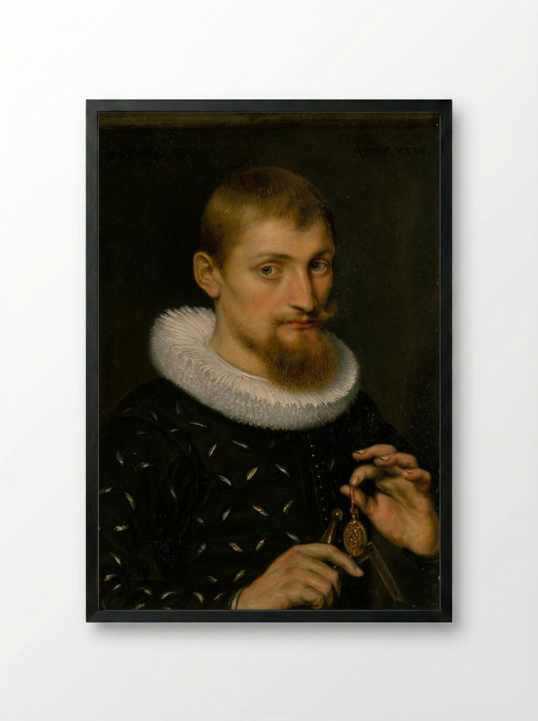 Portrait of a Man, Possibly an Architect or Geographer - Peter Paul Rubens - Framed Print Black