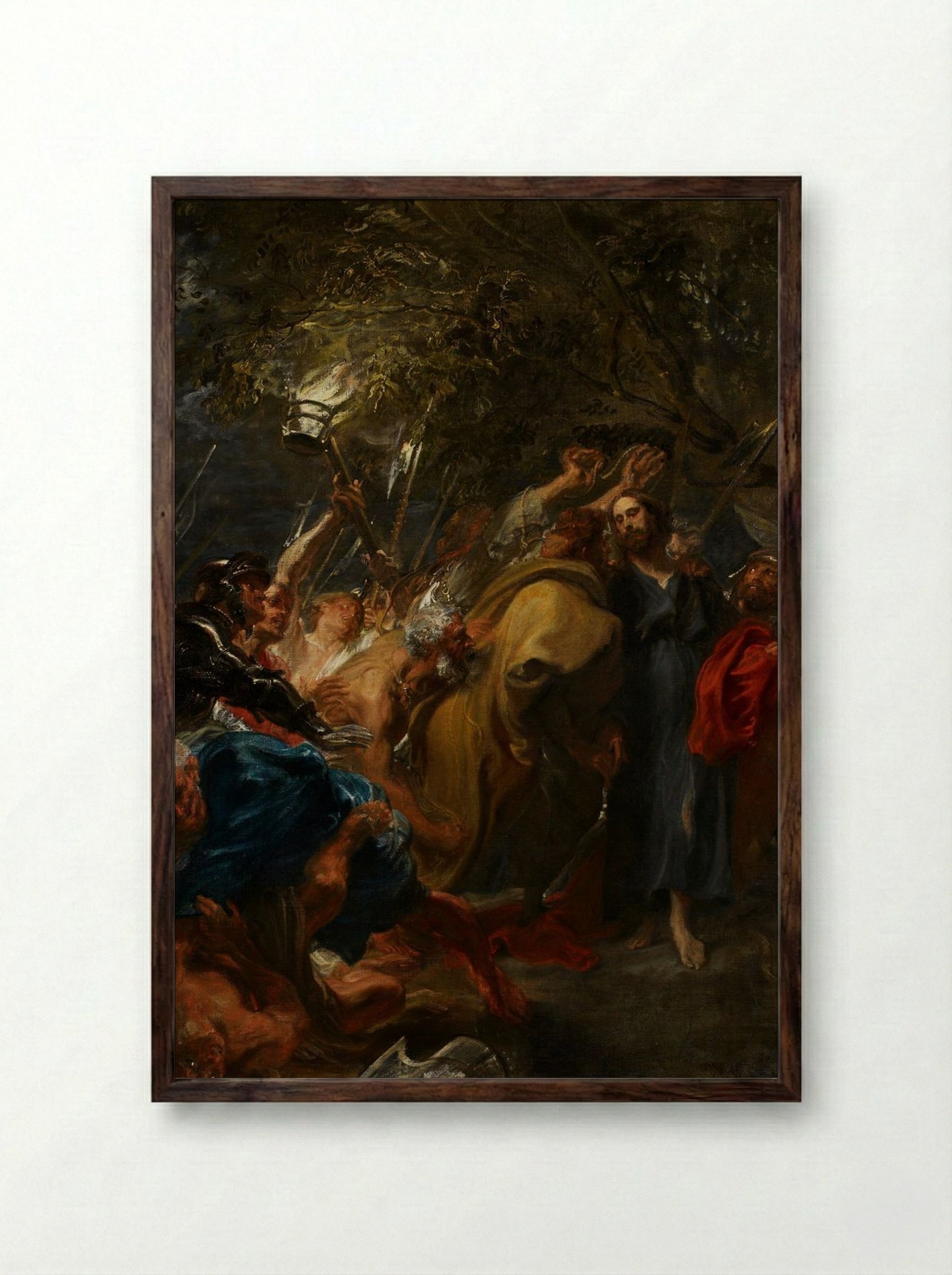 The Kiss of Judas - Peter Paul Rubens - Framed Print Dark Wood