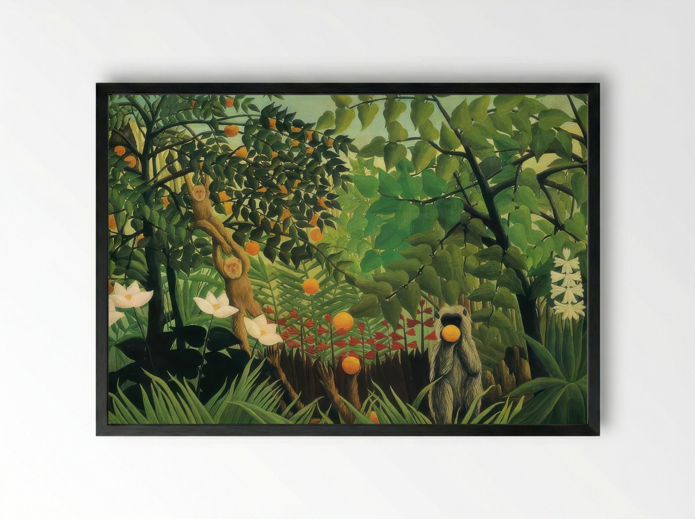 Exotic Landscape by Henri Rousseau – Naïve Art Tropical Fantasy Print - Framed Print Black