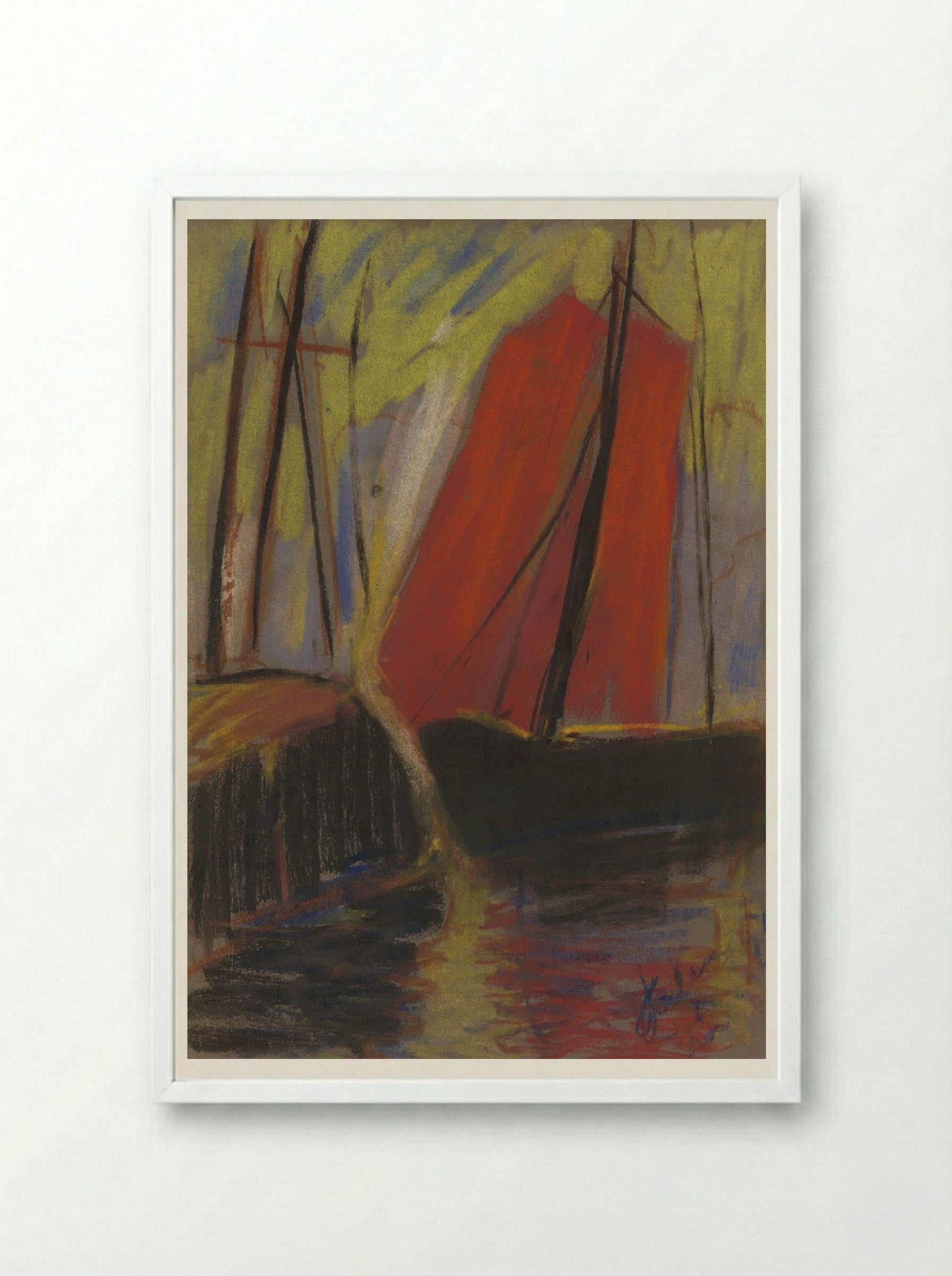 Red Yacht - Zolo Palugyay - Framed Print White