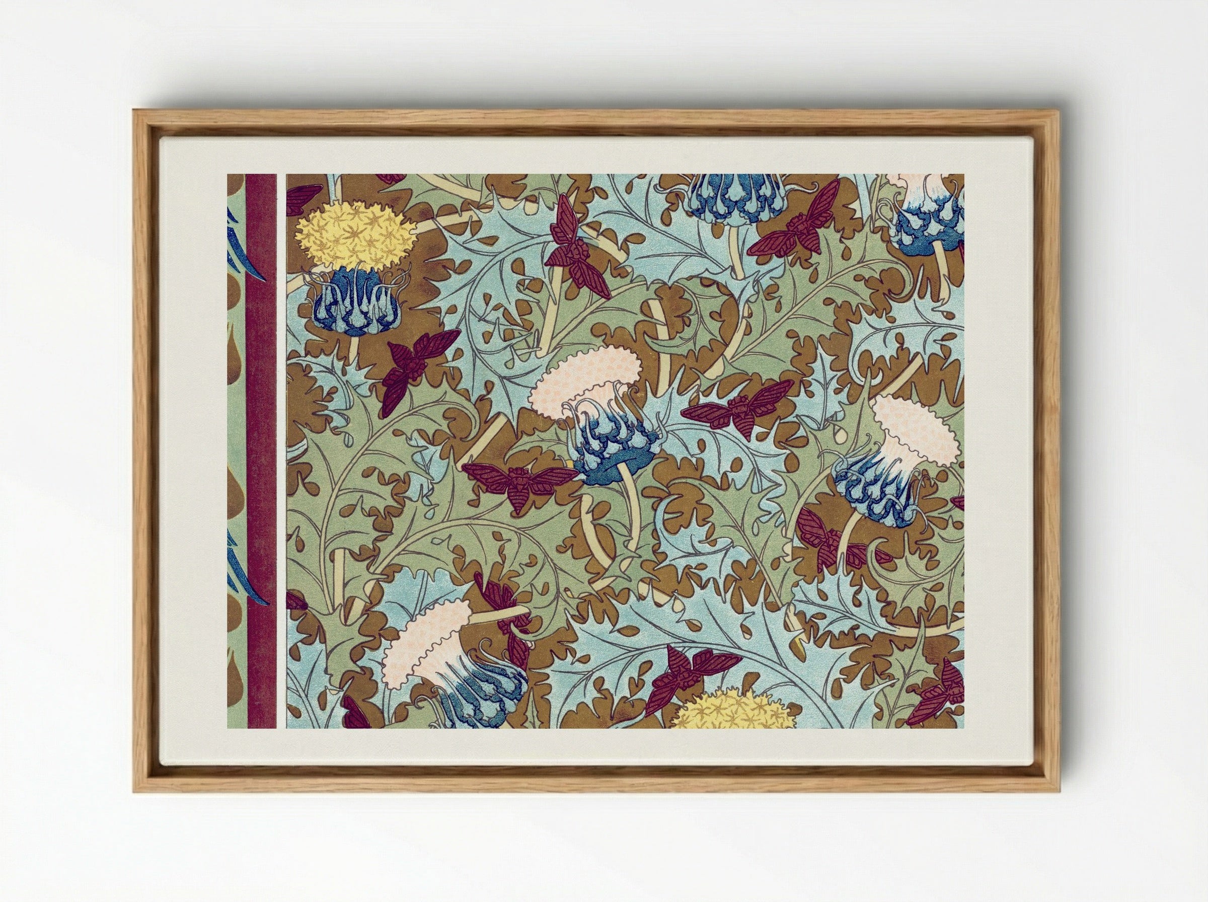 Corbeaux, Cigales et Chardons (Textile Design) - Maurice Pillard Verneuil - Framed Canvas Wood