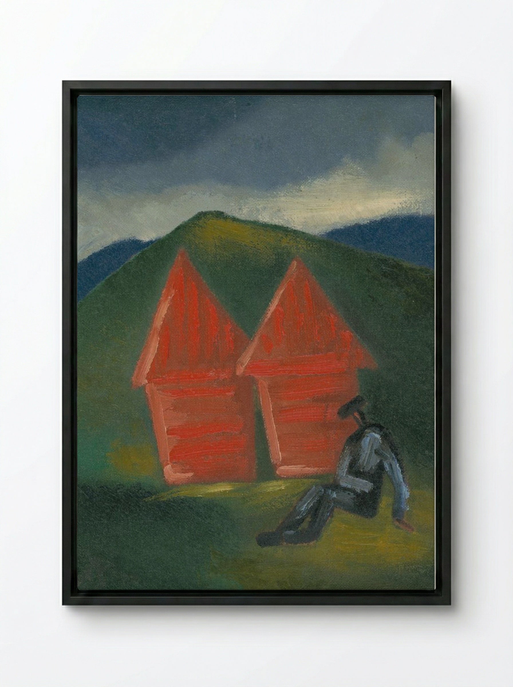 Hay Barns - Mikuláš Galanda - Framed Canvas Black