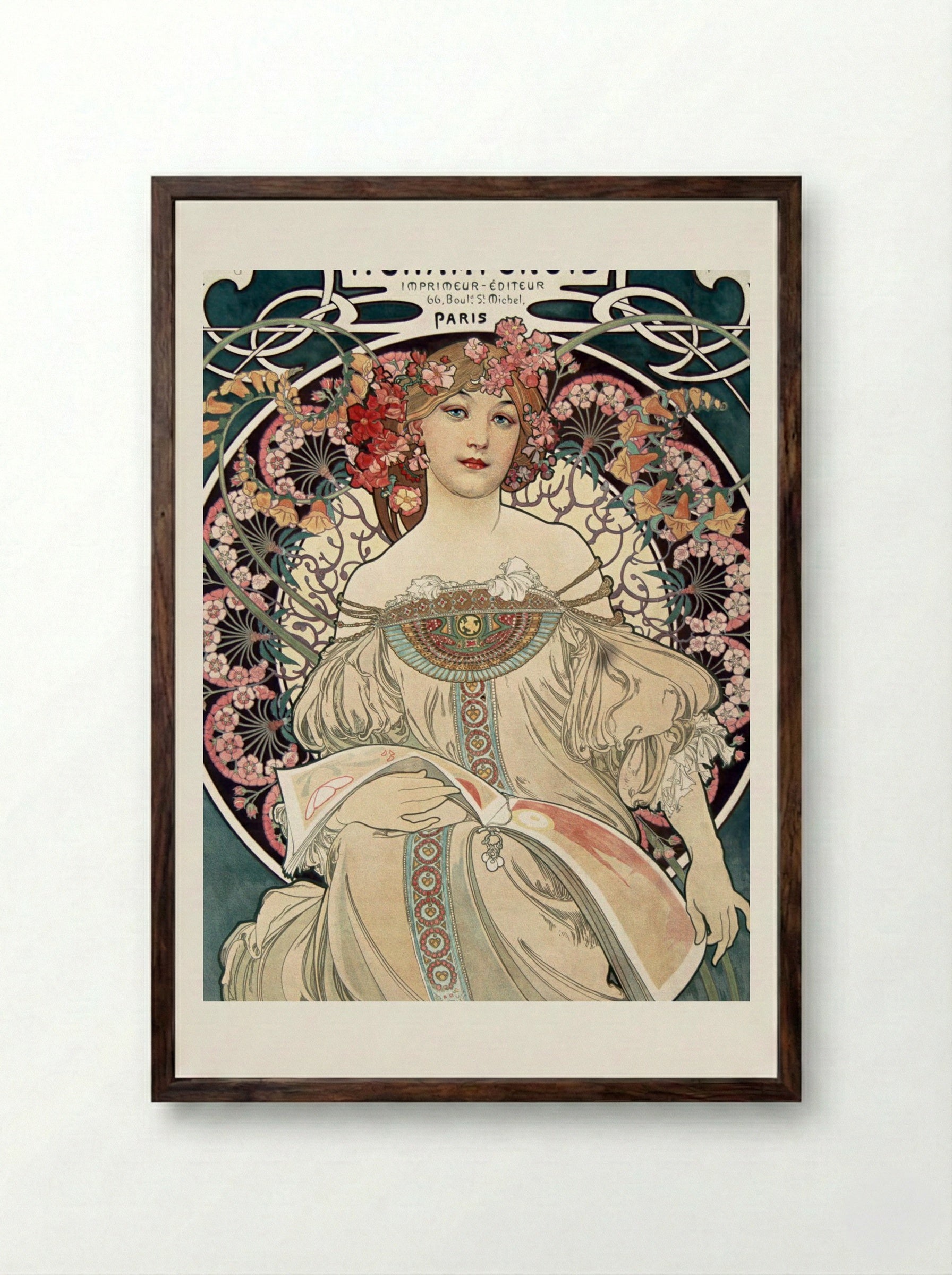 F. Champenois Imprimeur-Éditeur - Alphonse Mucha - Framed Print Dark Wood