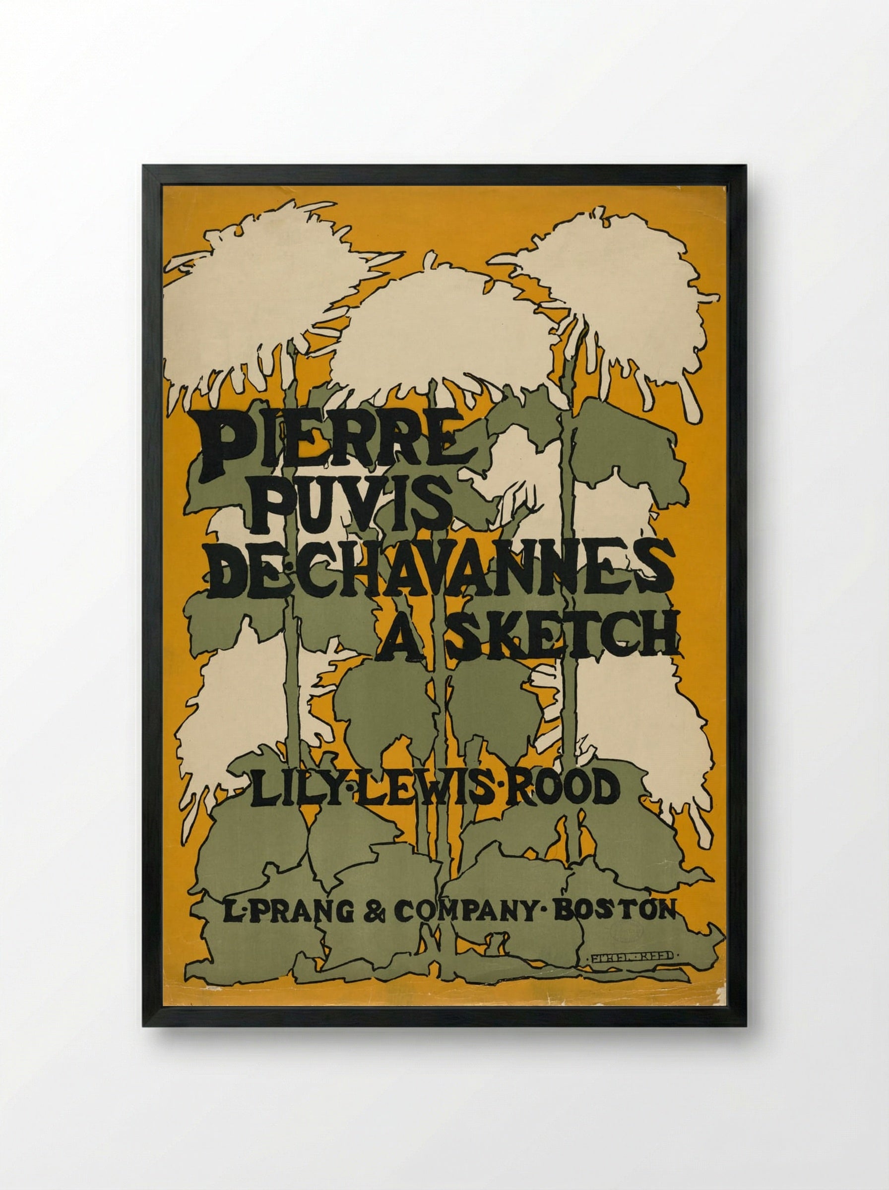 Floral Design (After Pierre Puvis de Chavannes) - Fine Art Print - Framed Print Black