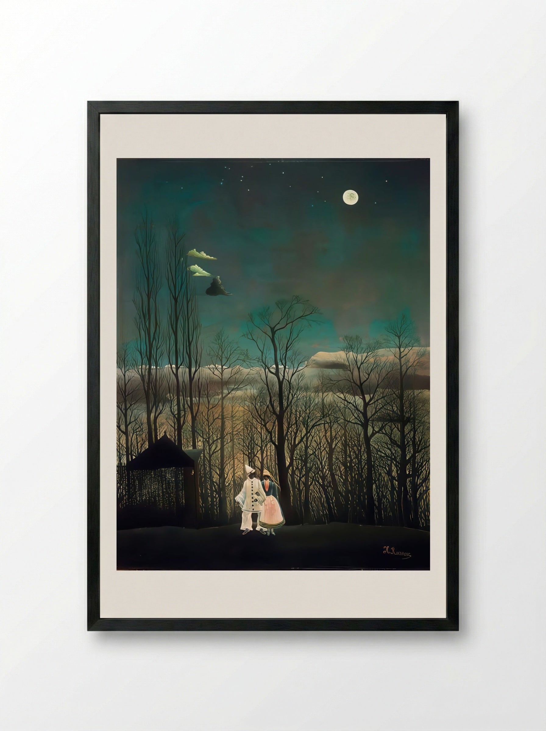 Carnival Evening by Henri Rousseau – Surreal Forest Landscape Art Print - Framed Print Black