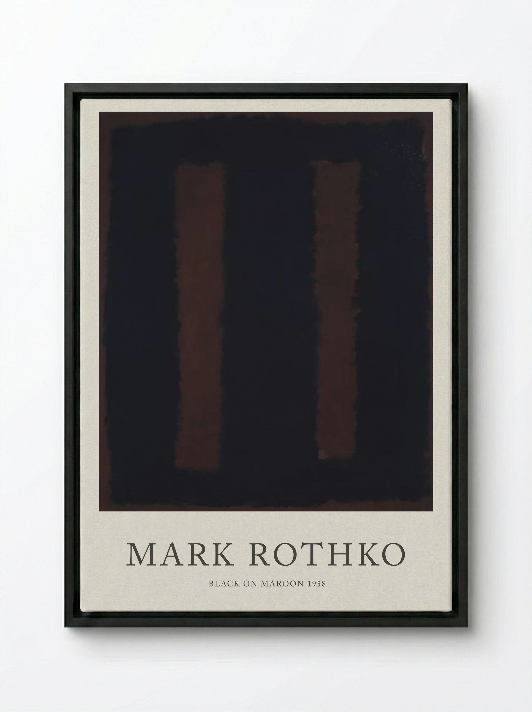 Black on Maroon - Mark Rothko - Framed Canvas Black