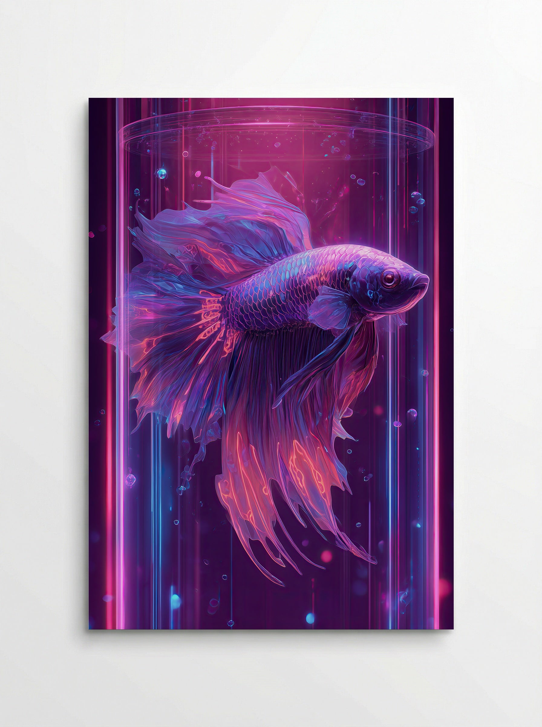 Neon Betta No.3 – Violet Glow Betta in Cyber Bloom - Poster