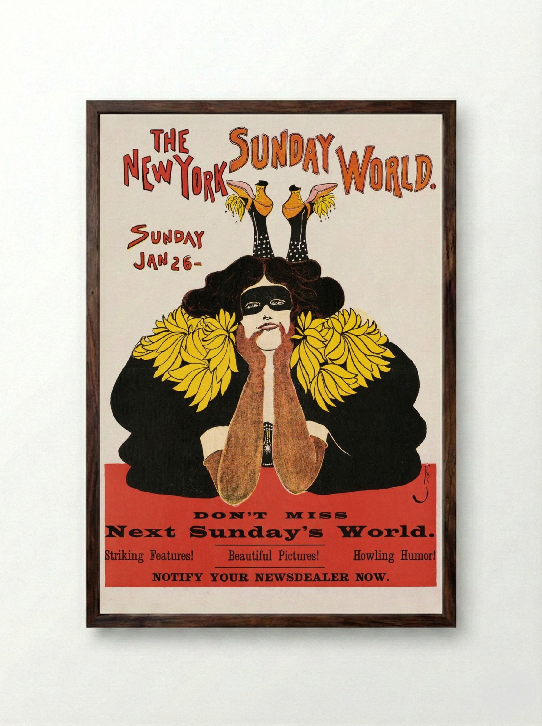 The New York Sunday World, January 26, 1896 - Frank King - Framed Print Dark Wood