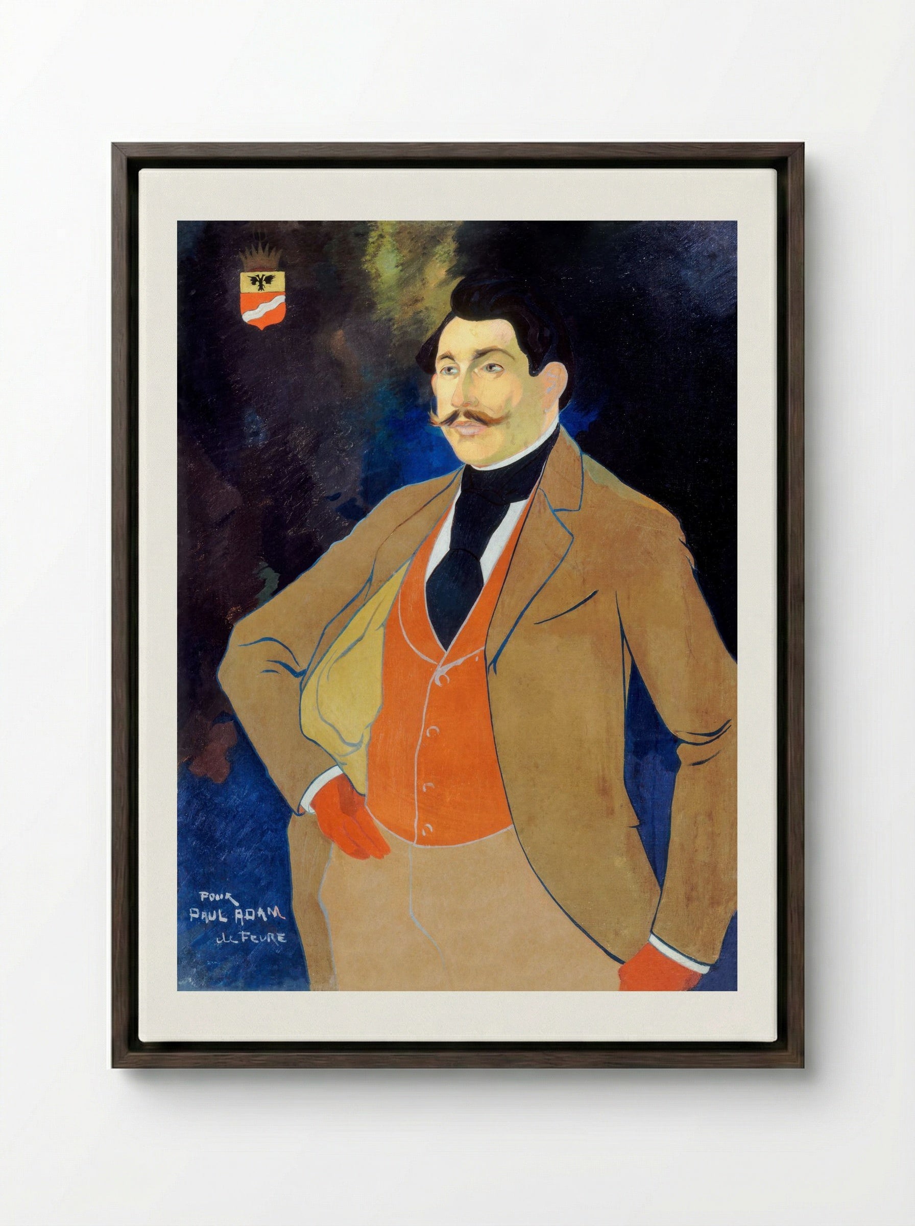 Portrait of Paul Adam - Georges de Feure - Framed Canvas Dark Wood
