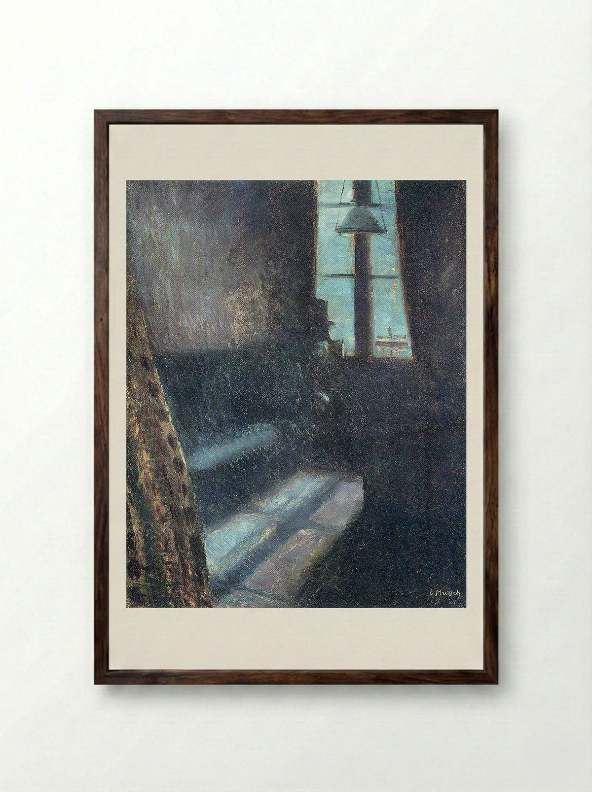 Night in Saint-Cloud - Edvard Munch - Framed Print Dark Wood