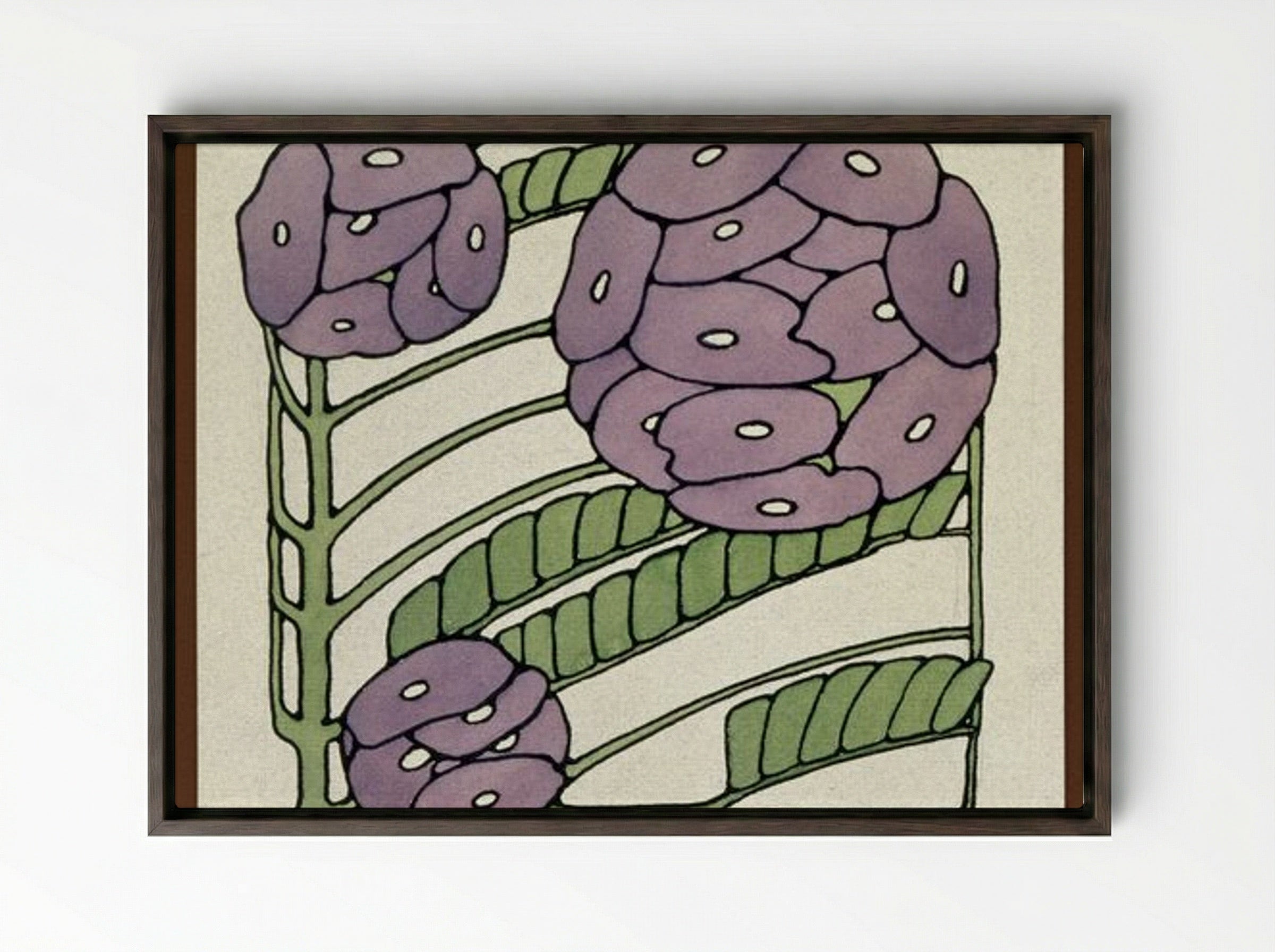 Purple Stylized Floral - Hannah Borger Overbeck - Framed Canvas Dark Wood