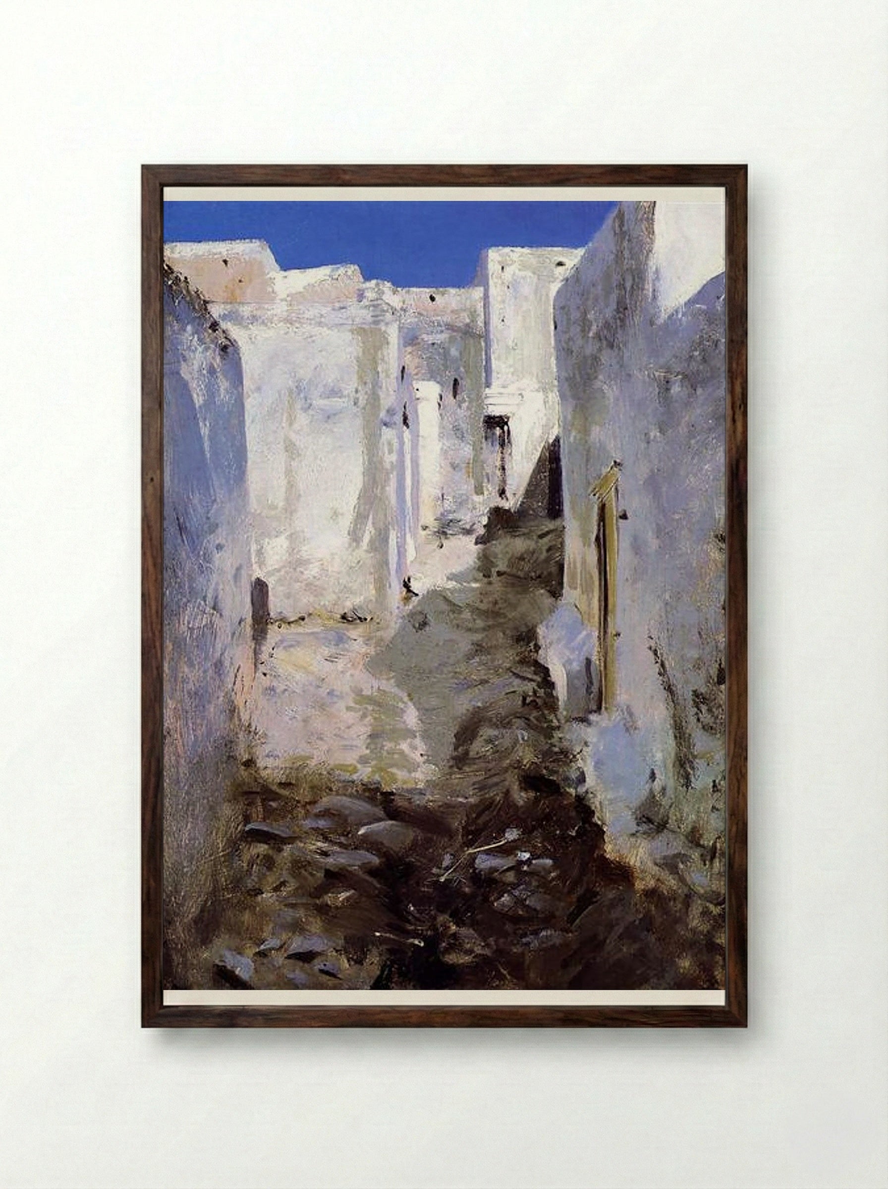 A Street in Algiers - John Singer Sargent - Framed Print Dark Wood