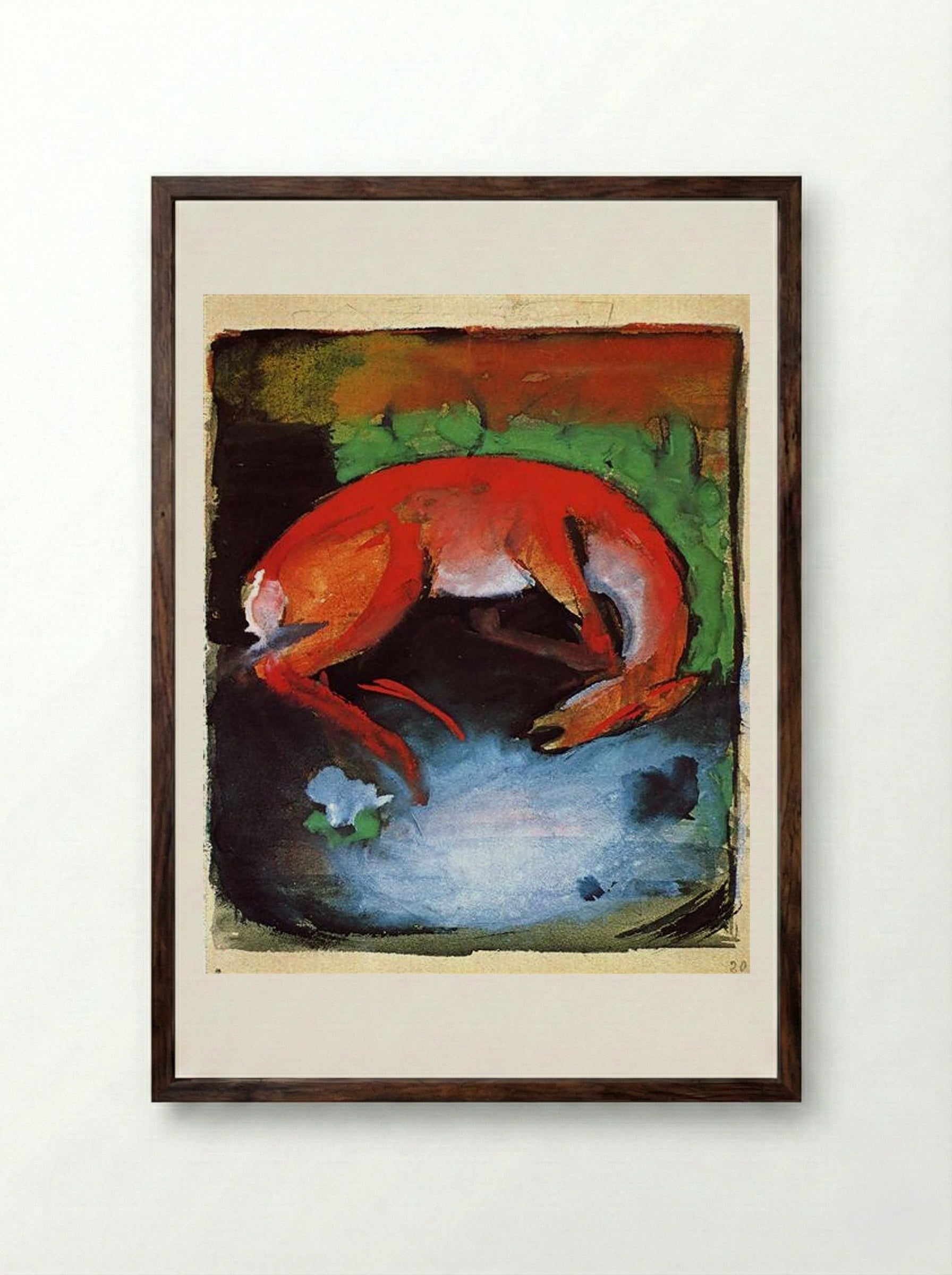 Dead Deer - Franz Marc - Framed Print Dark Wood