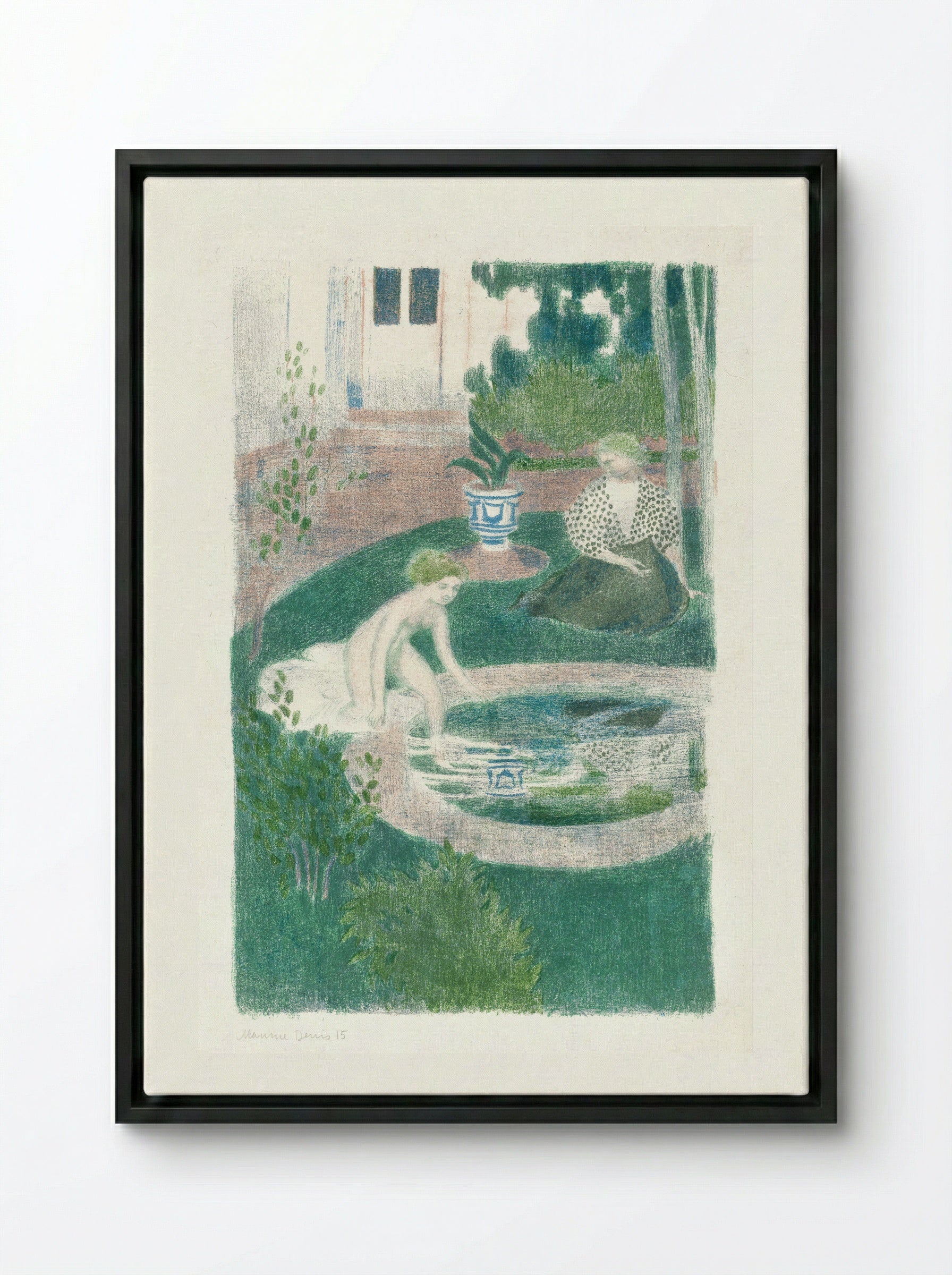 The Reflection in the Fountain (Le reflet dans la fontaine) - Maurice Denis - Framed Canvas Black