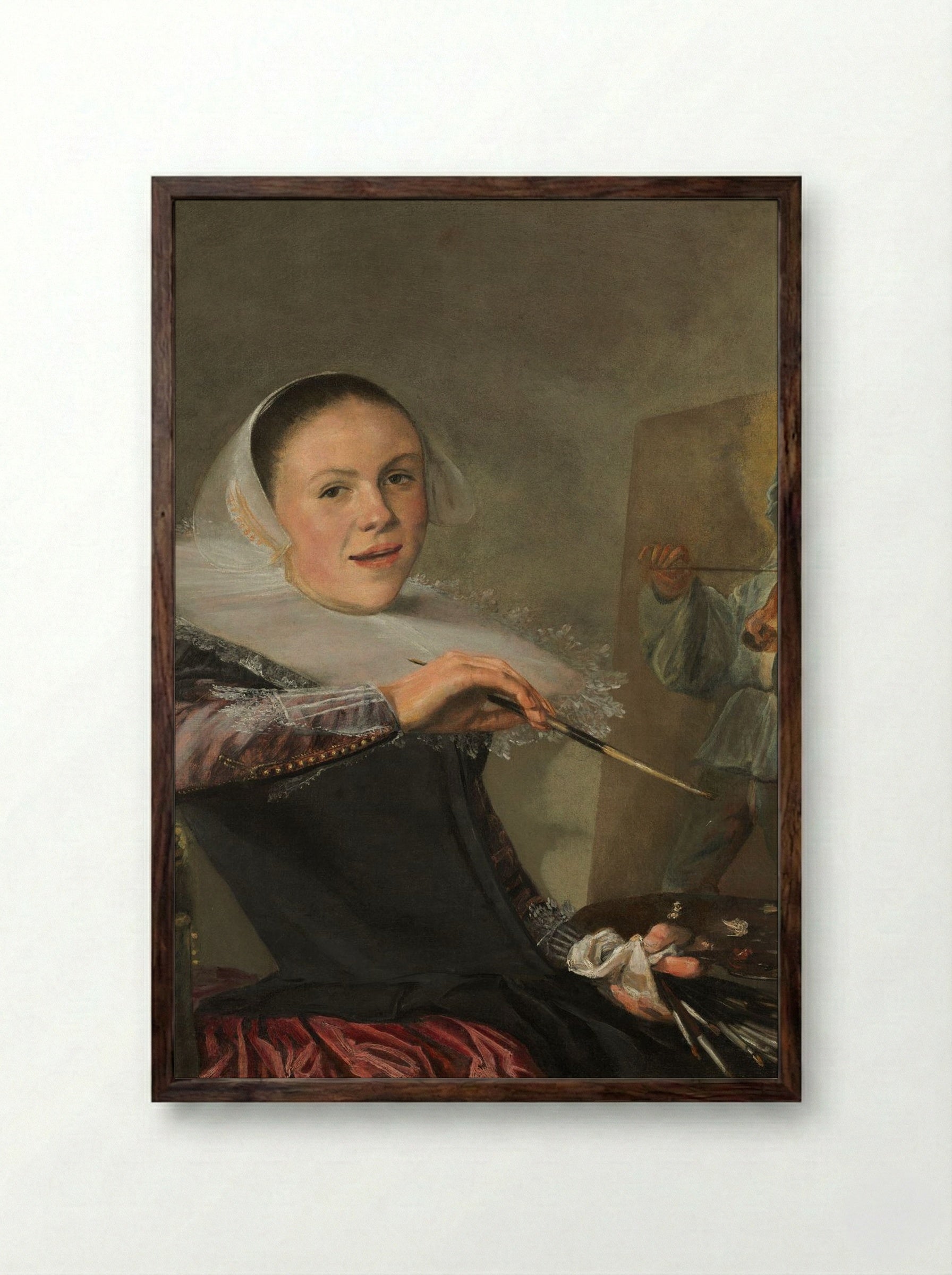 Self-Portrait - Judith Leyster - Framed Print Dark Wood
