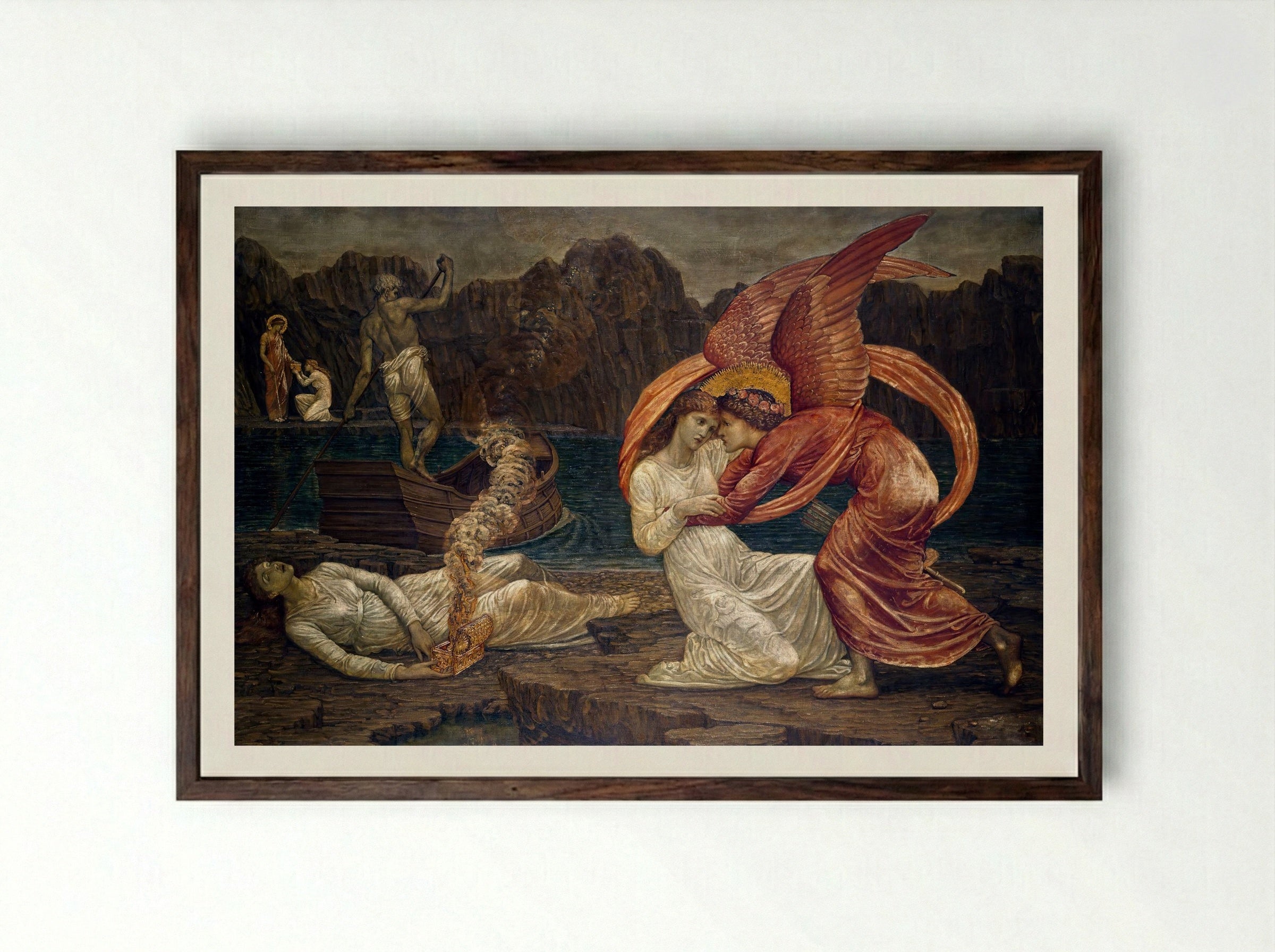 Psyche Receiving the Casket from Proserpine - Edward Burne-Jones - Framed Print Dark Wood