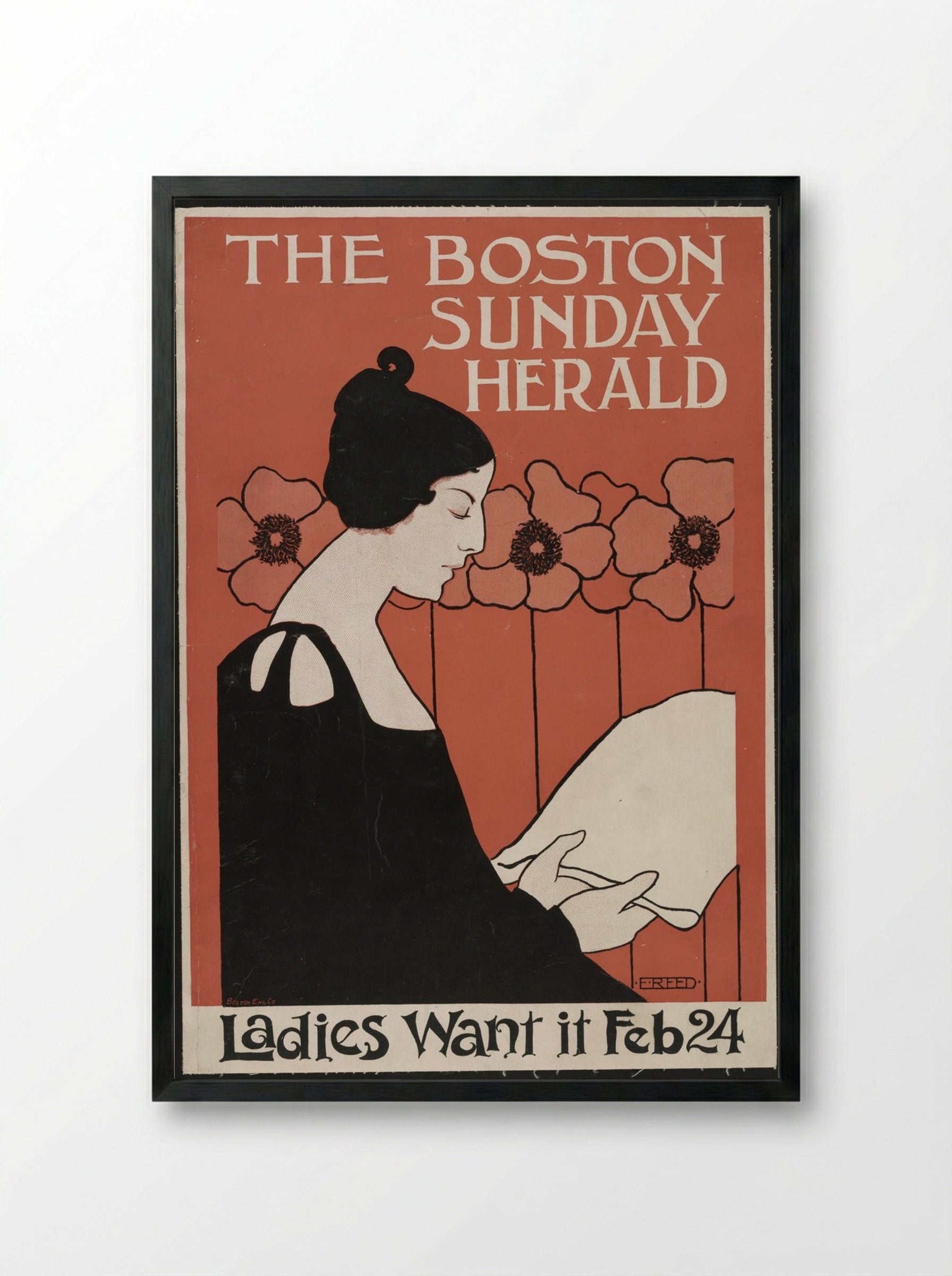 The Boston Sunday Herald - Ladies Want It Feb 24 - Ethel Reed - Framed Print Black