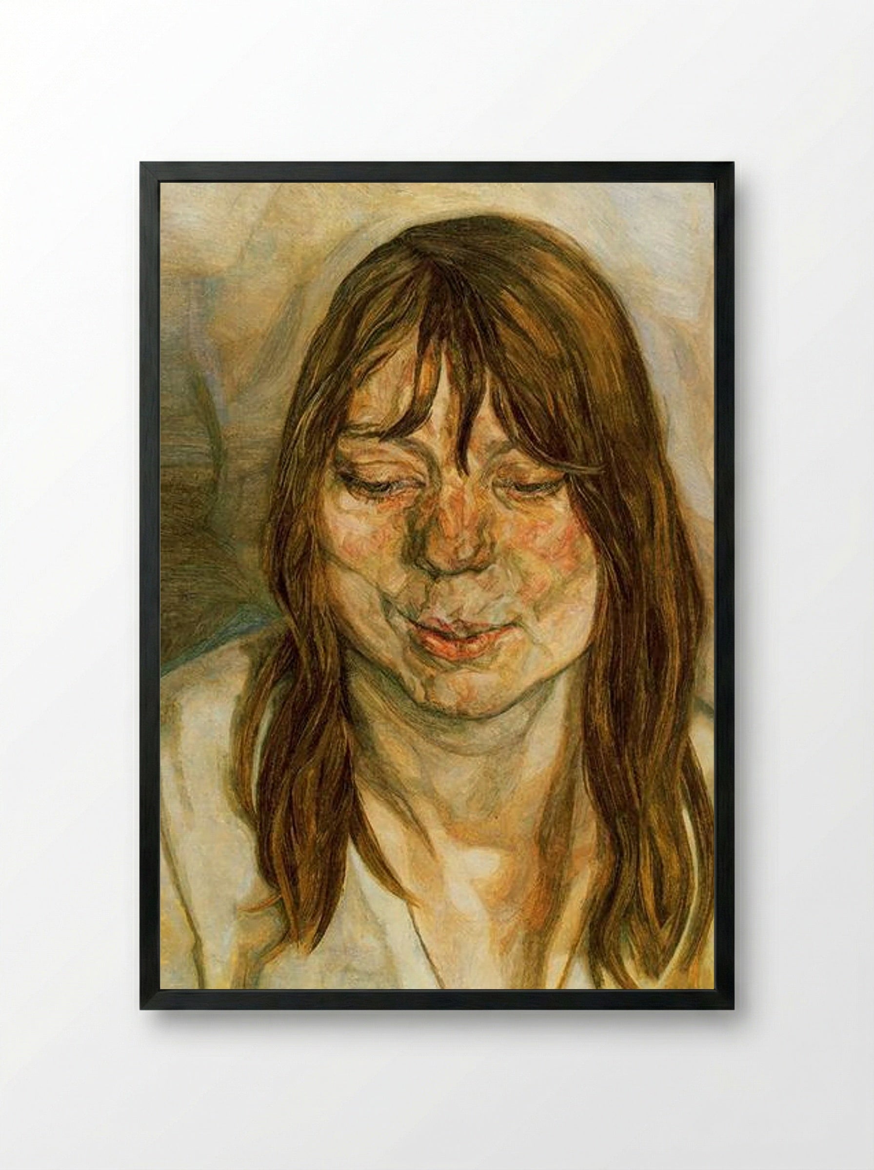 Woman Smiling - Lucian Freud - Framed Print Black