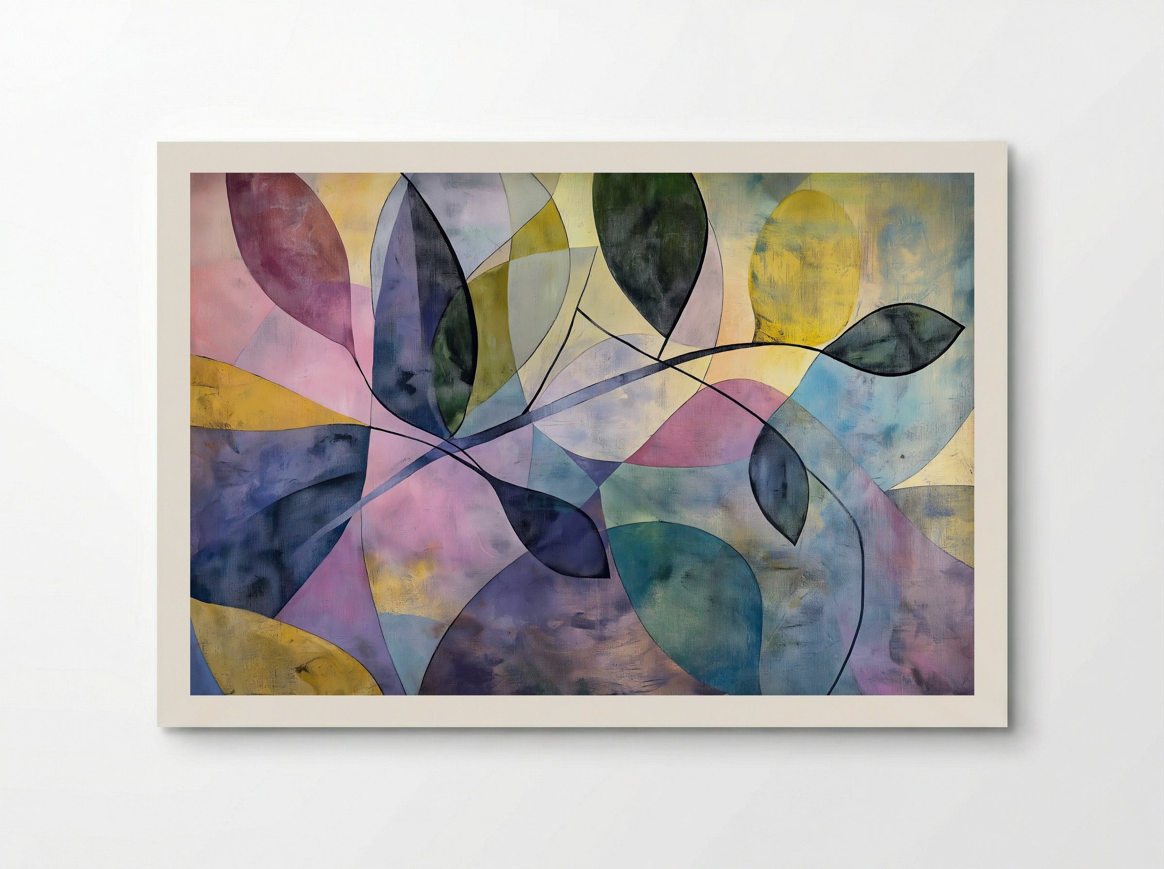 Garden Geometry – Abstract Botanical Forms in Pastel and Slate - Poster