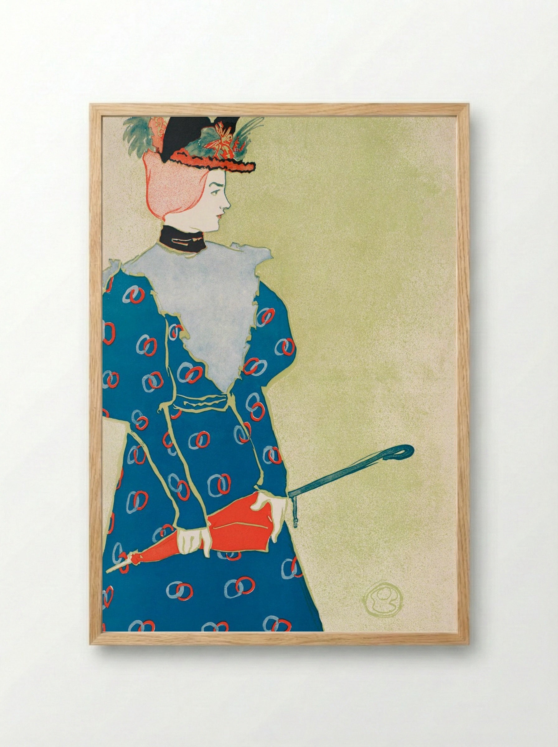 Woman Holding Umbrella - Edward Penfield - Framed Print Wood