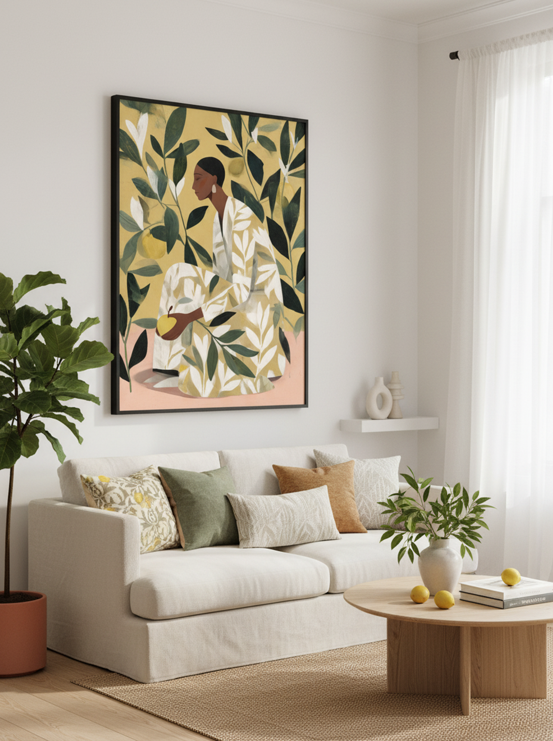 Lemon Garden Figure Modern Botanical Art Print - Lifestyle