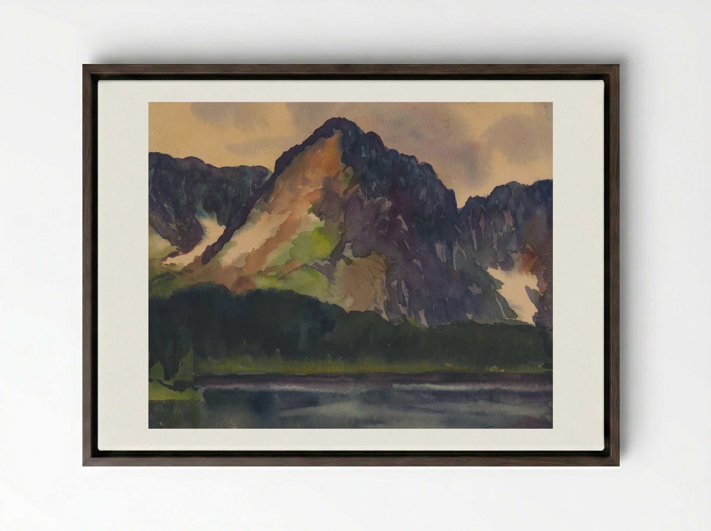 Rocky Hills Above River - Zolo Palugyay - Framed Canvas Dark Wood