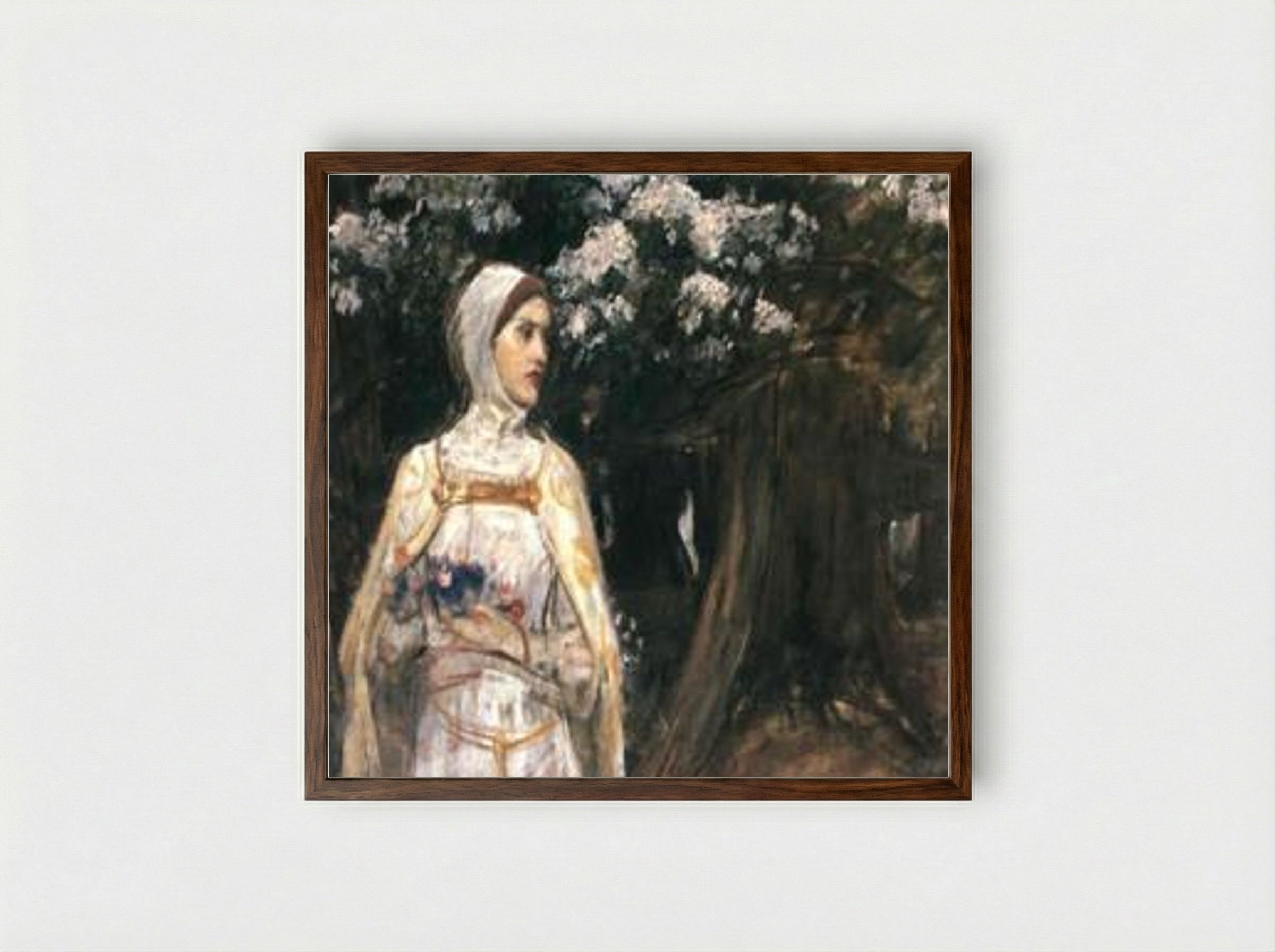 Beatrice - John William Waterhouse - Framed Print Dark Wood