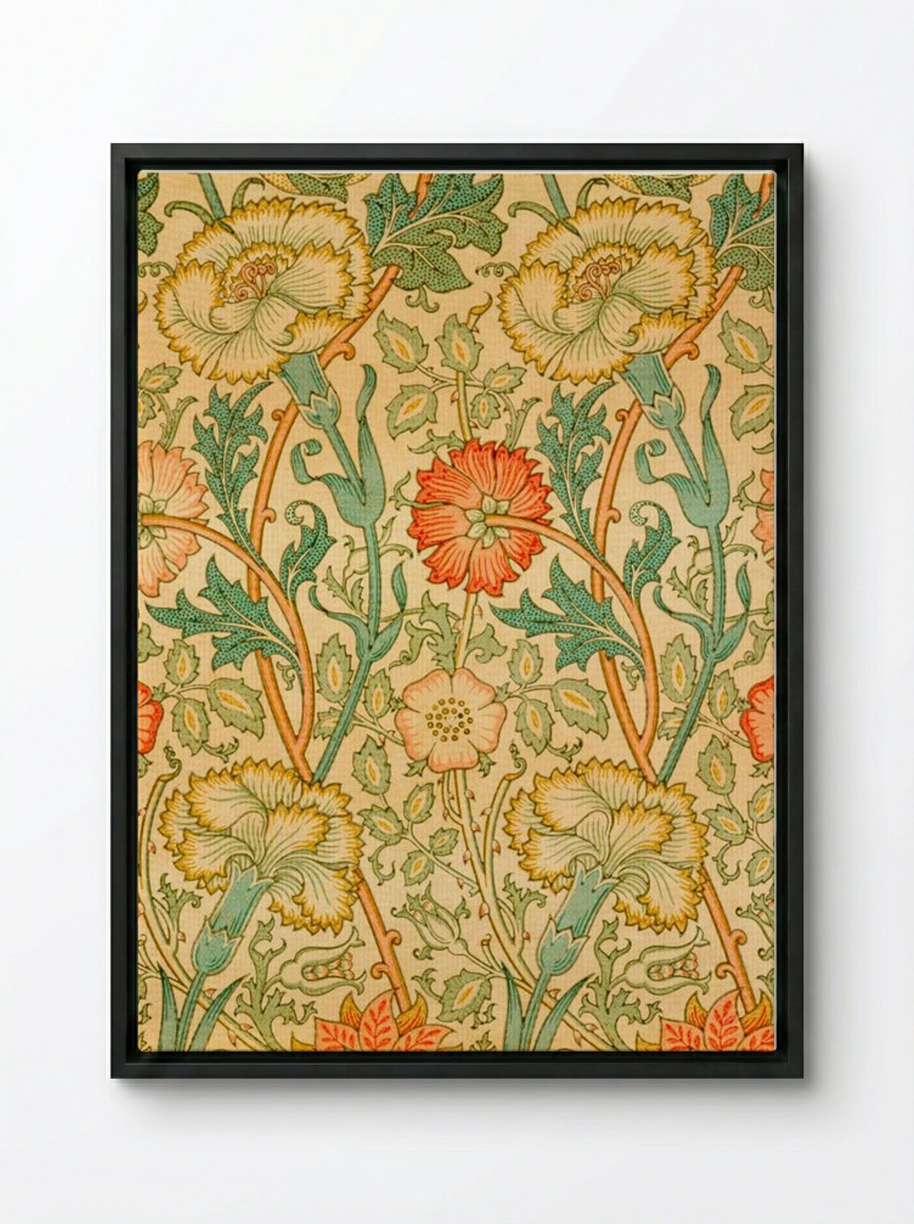 Pink and Rose - William Morris - Framed Canvas Black