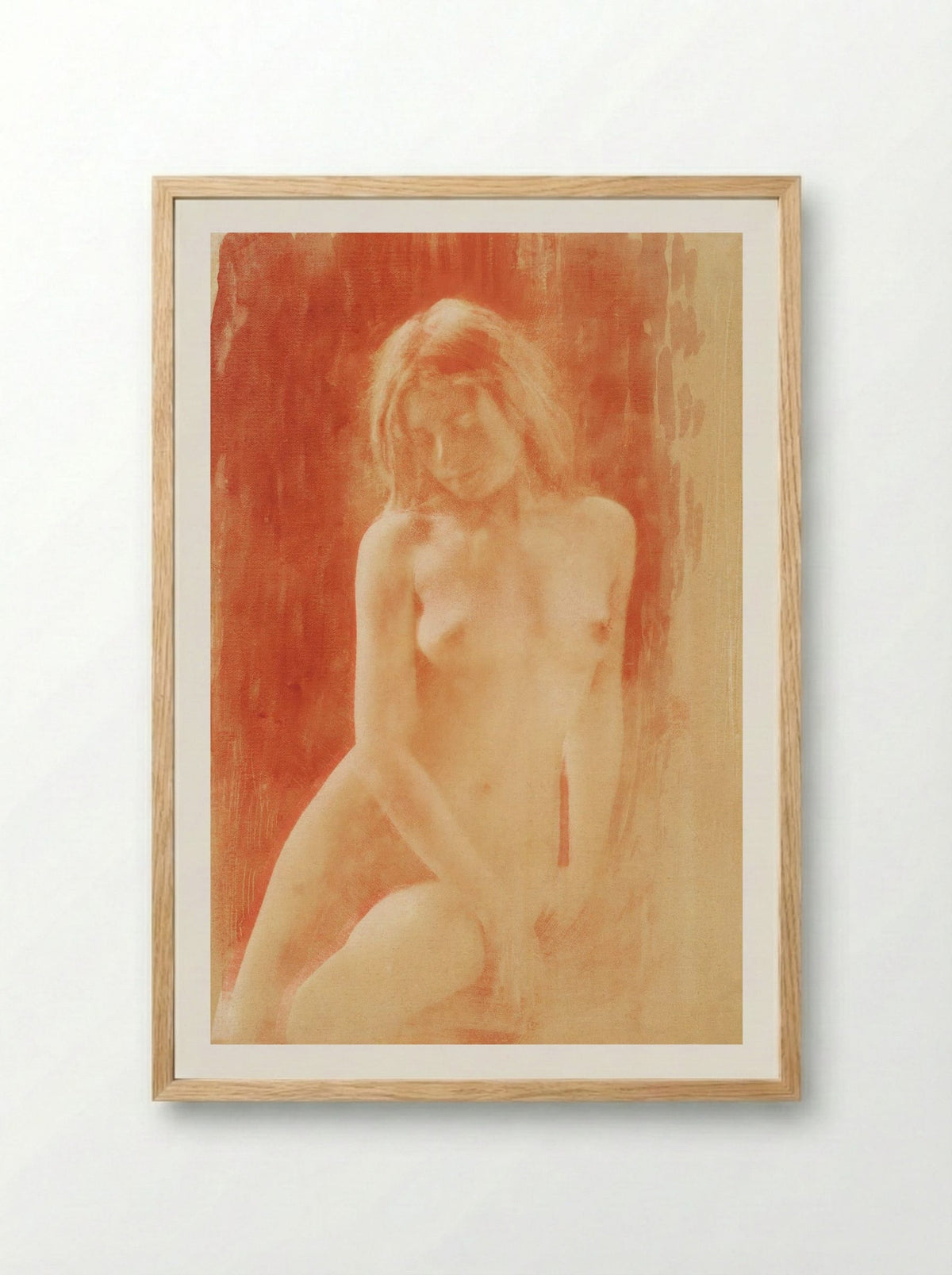 Study in Orange (Nude Woman) - René Le Bègue - Framed Print Wood