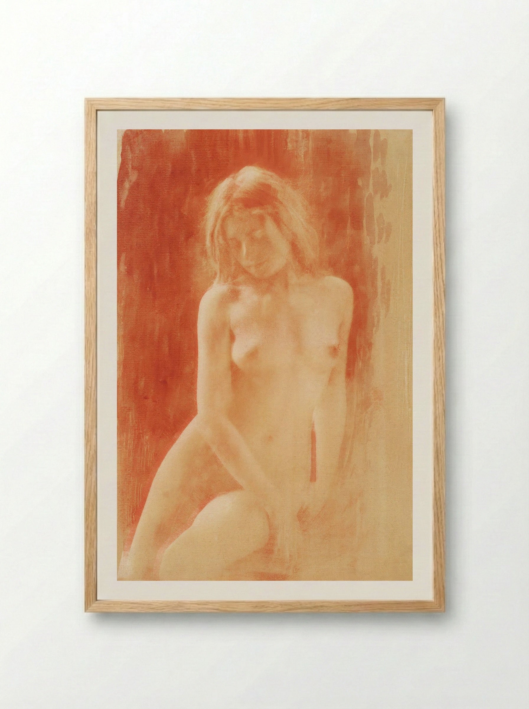 Study in Orange (Nude Woman) - René Le Bègue - Framed Print Wood