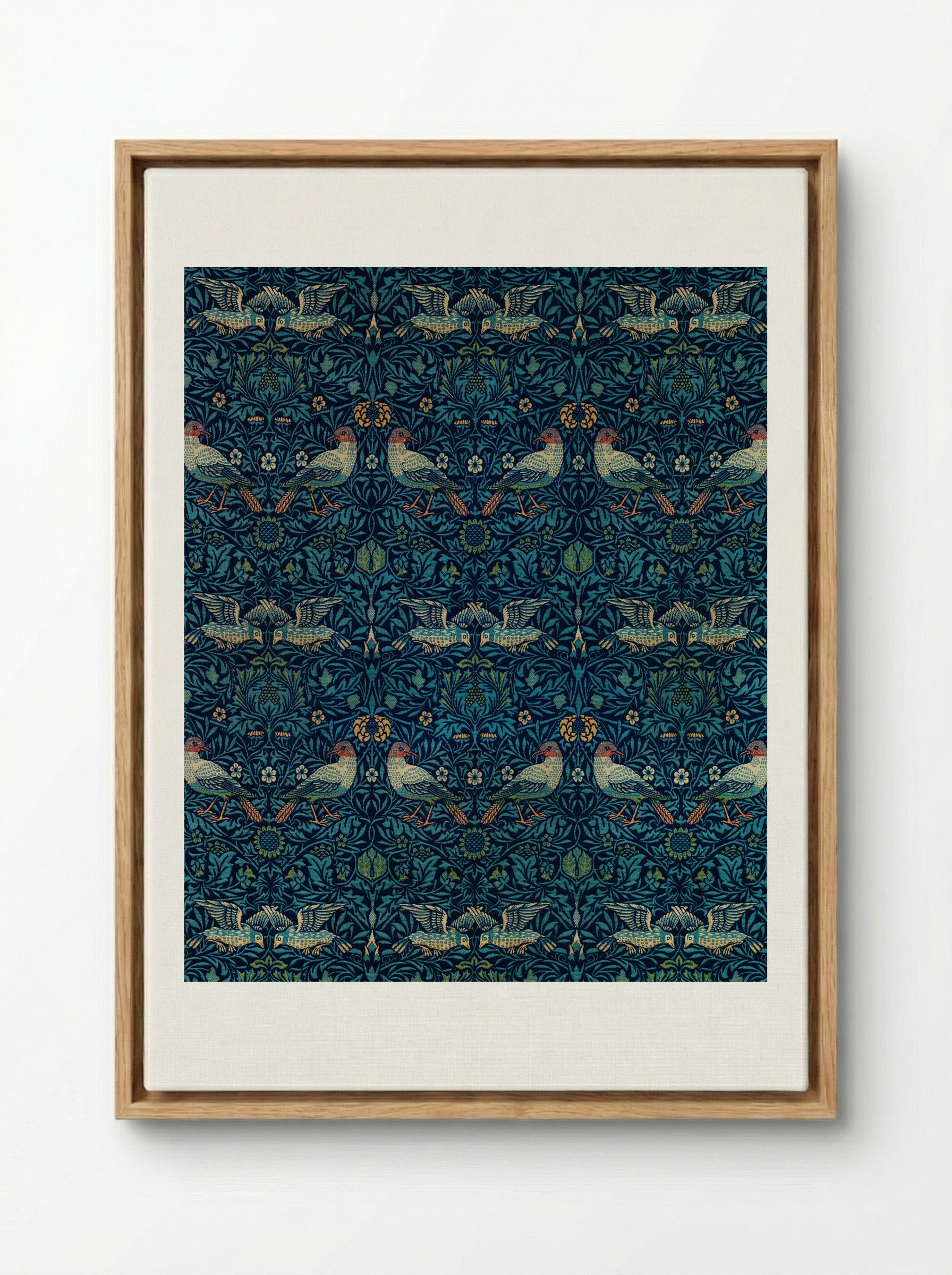 Bird and Anemone - William Morris - Framed Canvas Wood