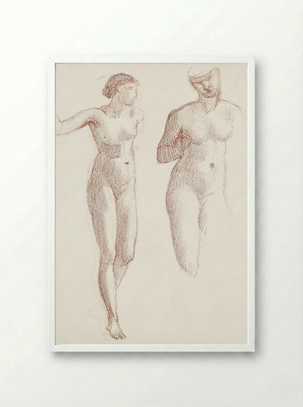 Cupid and Psyche - Female Nude - Two Studies - Edward Burne-Jones - Framed Print White