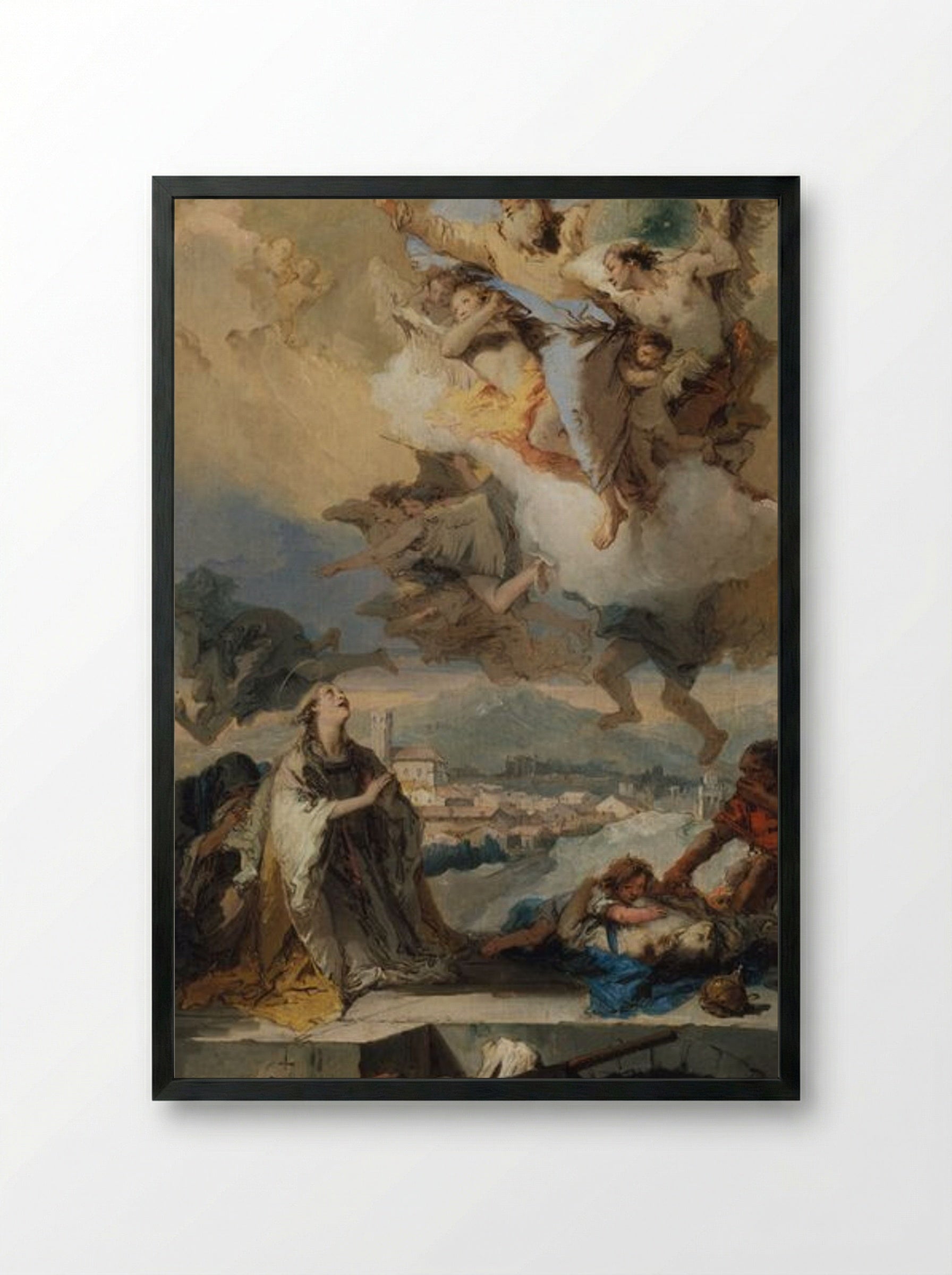 Saint Thecla Praying for the Plague-Stricken - Giovanni Battista Tiepolo - Framed Print Black