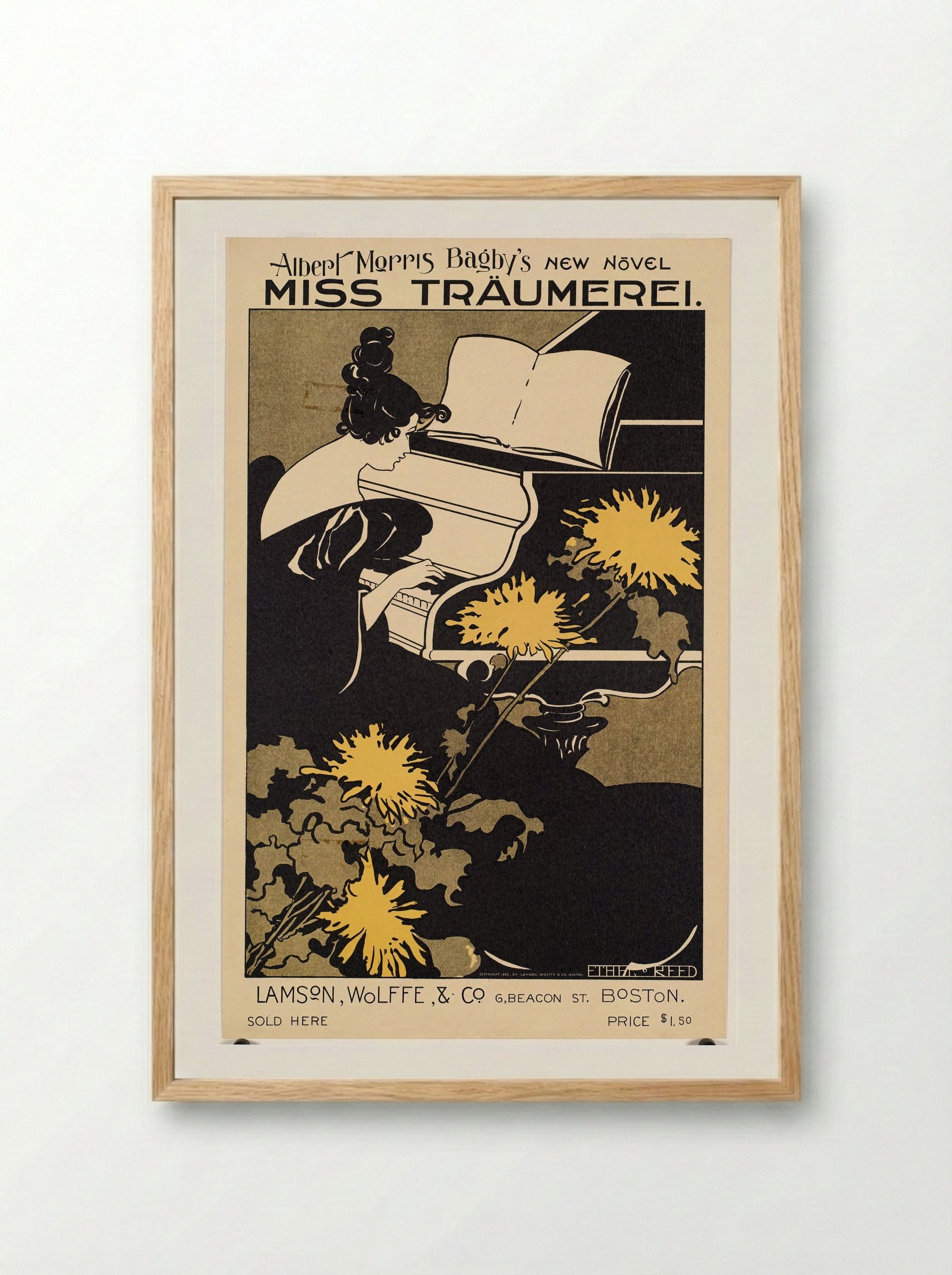 Miss Traumerei (Poster for Albert Morris Bagby's Novel) - Ethel Reed - Framed Print Wood